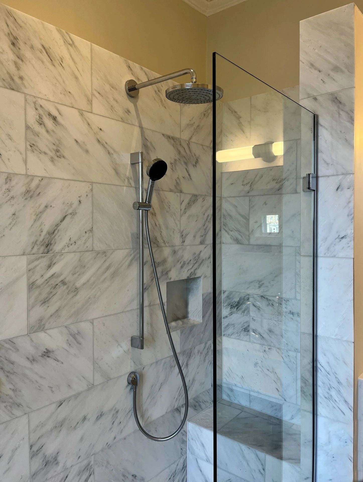 Ensuite shower room in listed Georgian townhouse renovation, Edinburgh