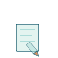 A hand pointing or clicking on a document or paper with text lines.