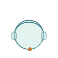 A teal-colored headset with a microphone.