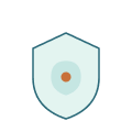 Shield icon with a brown dot in the center