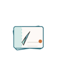 Close-up of a whiteboard with a checkmark and a small orange pin.
