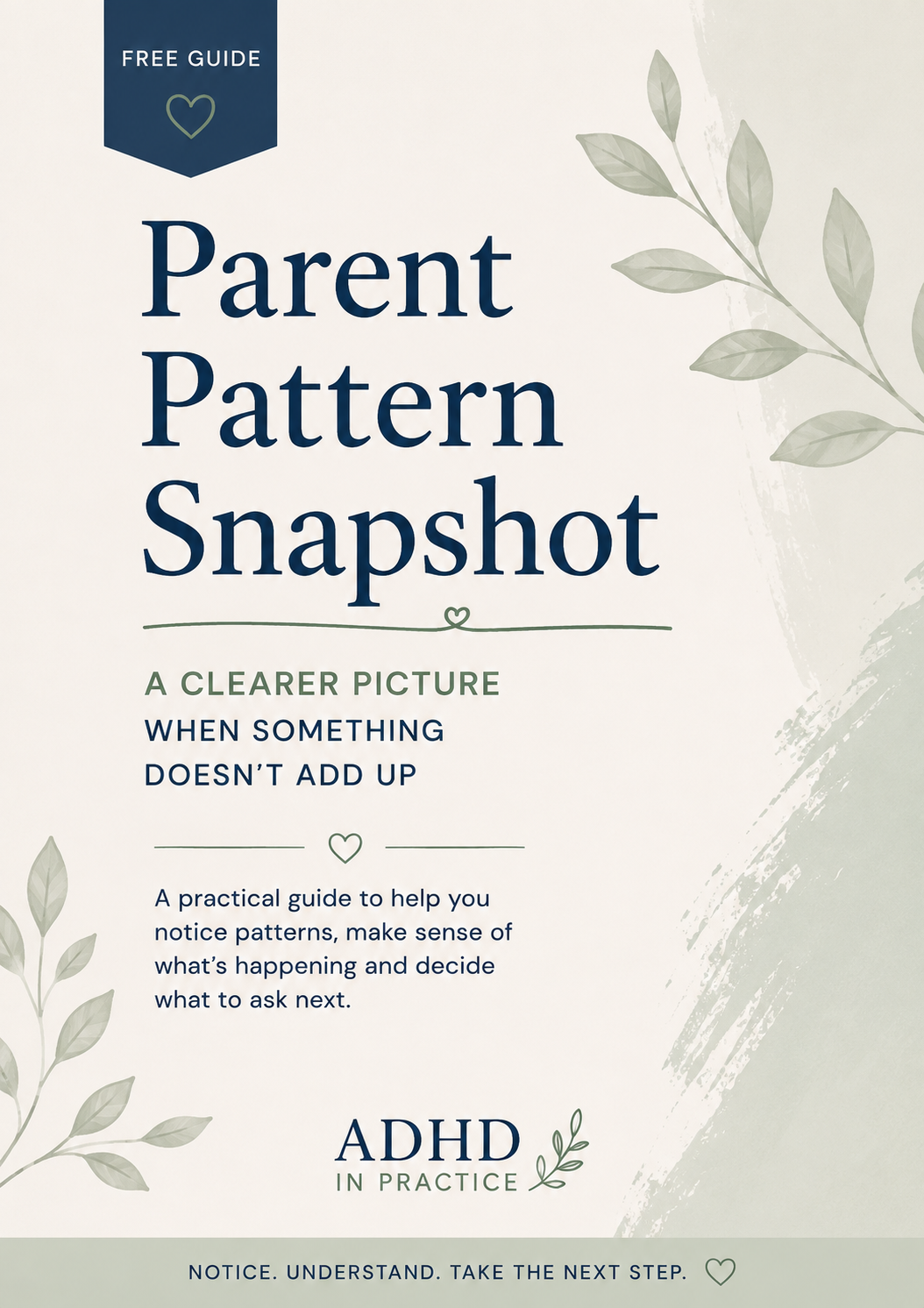 Cover of a guide titled 'Parent Pattern Snapshot' with a subtitle '