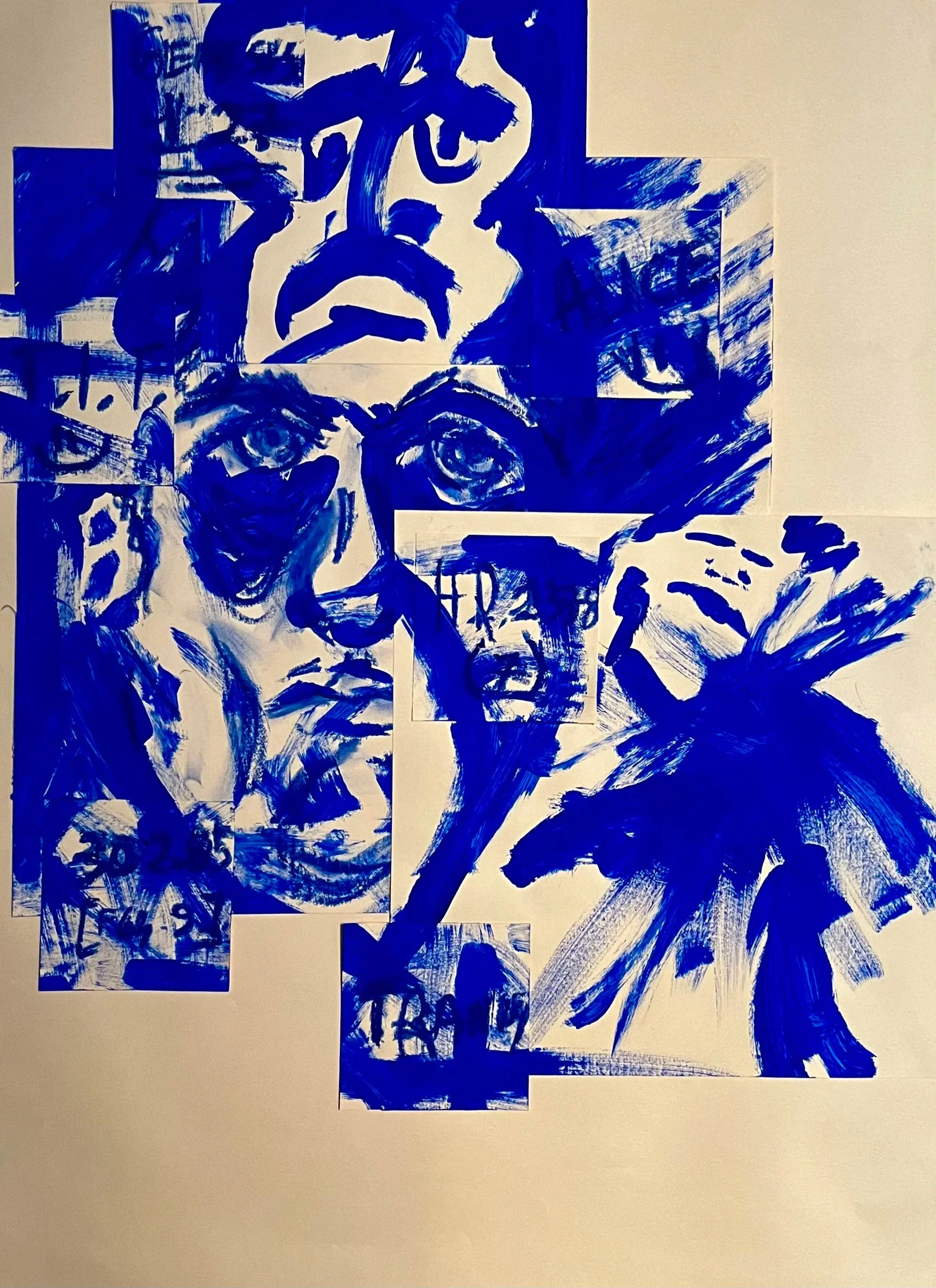 NOD - Flashe vinyl and oil stick on yellow sketching paper (70x50cm, 2026)