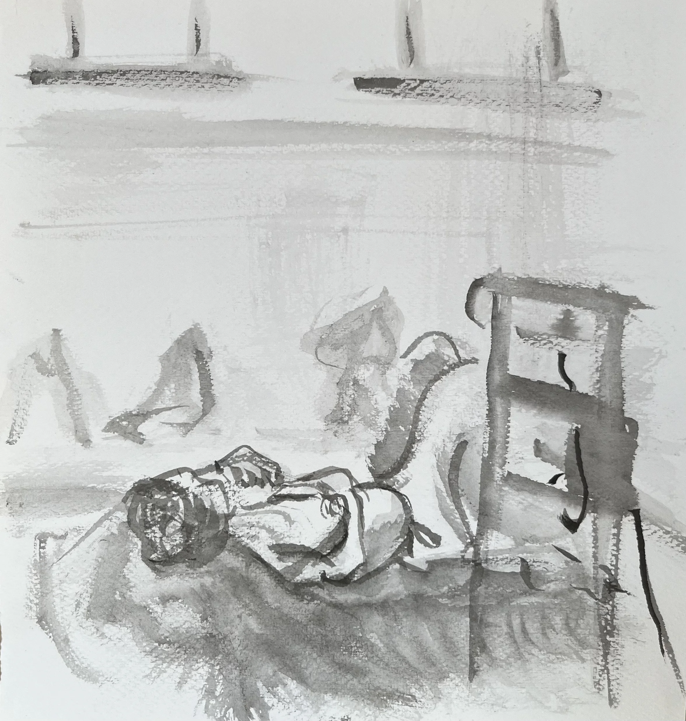 Figure [19] -Chinese ink on yellow sketching paper (27x25cm, 2025)