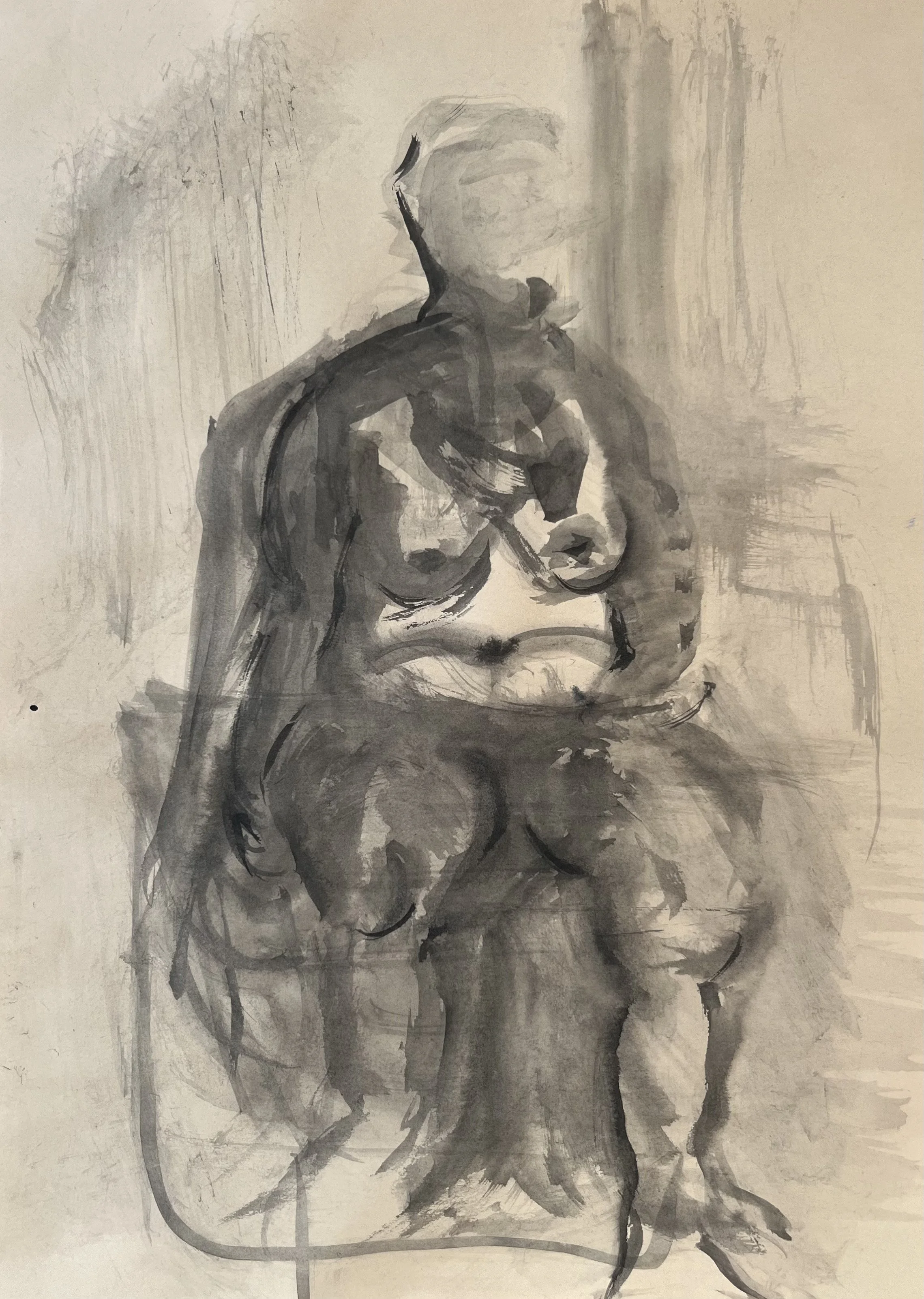 Figure [24] - Chinese ink on yellow sketching paper (35x25cm, 2025)