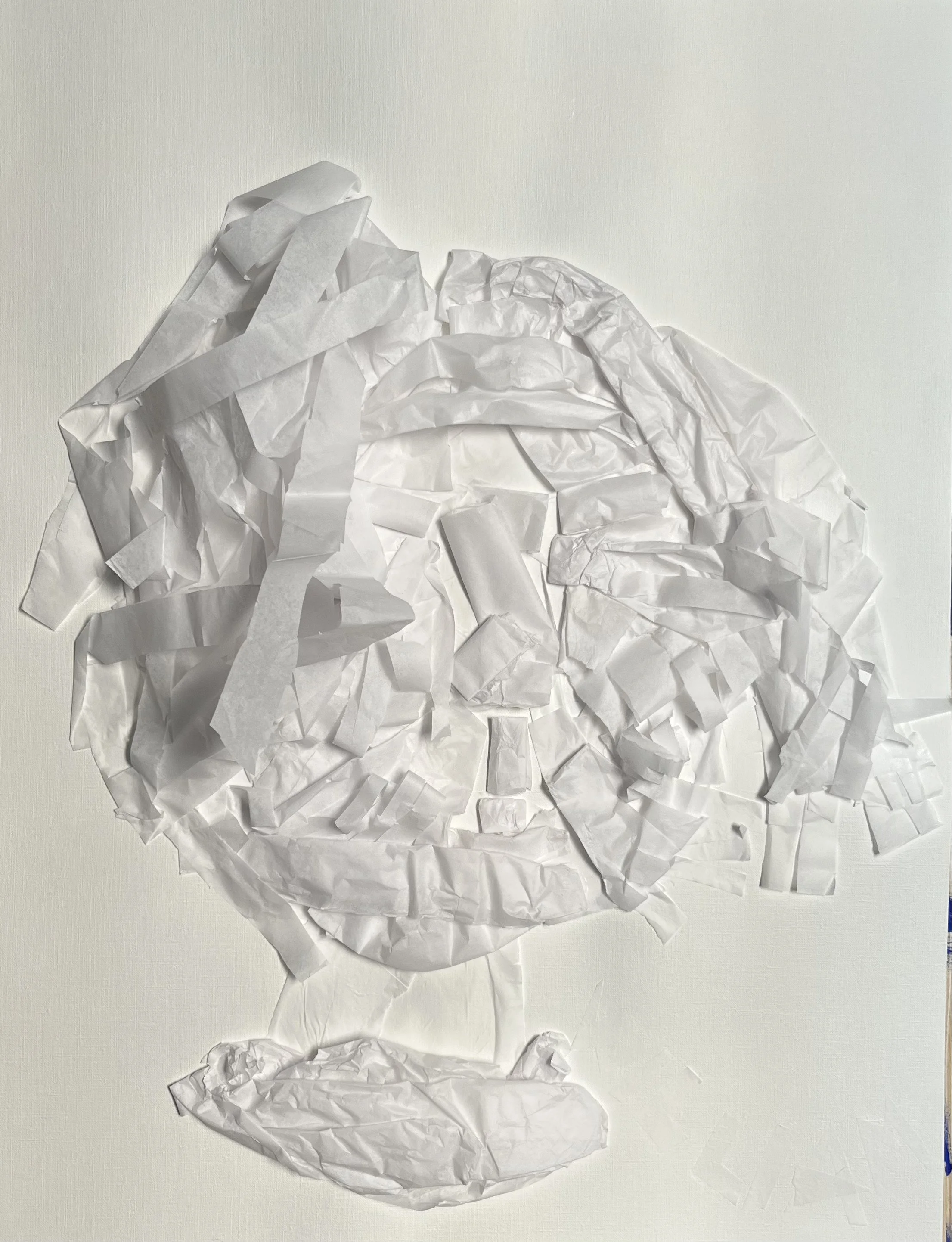 Self-portrait [3] - glassine on canvas paper (65x49,5cm, 2025)