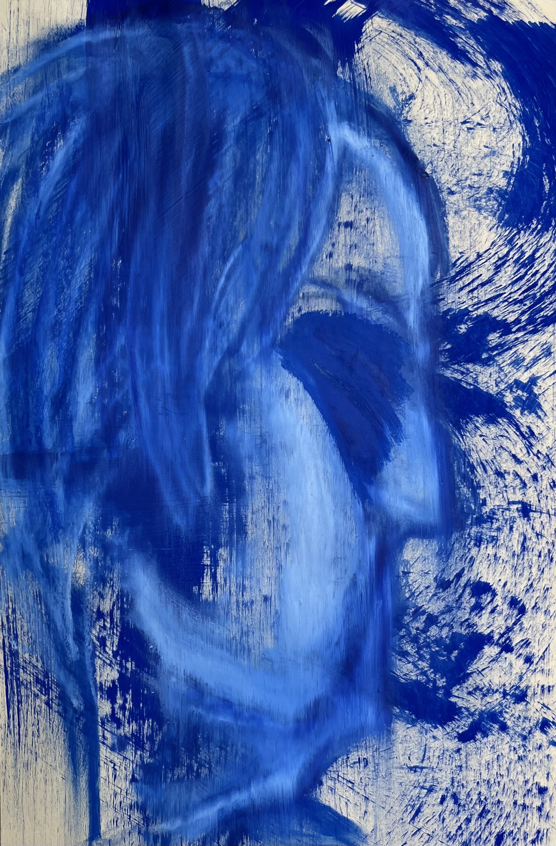 Self-portrait [17] - Flashe vinyl paint and oil stick on yellow sketching paper (45x30cm, 2026)