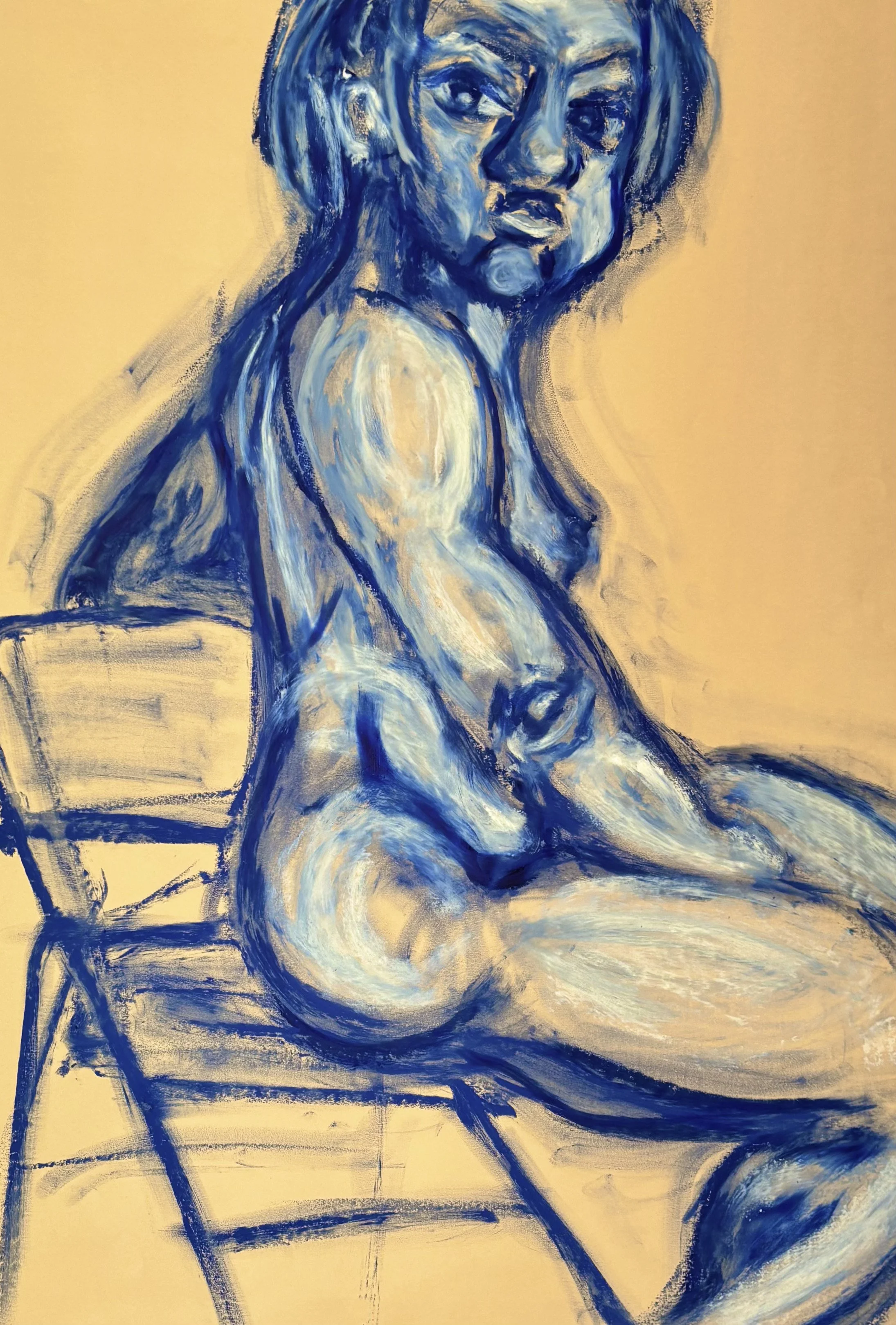 The Matriarch - oil stick on yellow sketching paper (65x45cm, 2026)