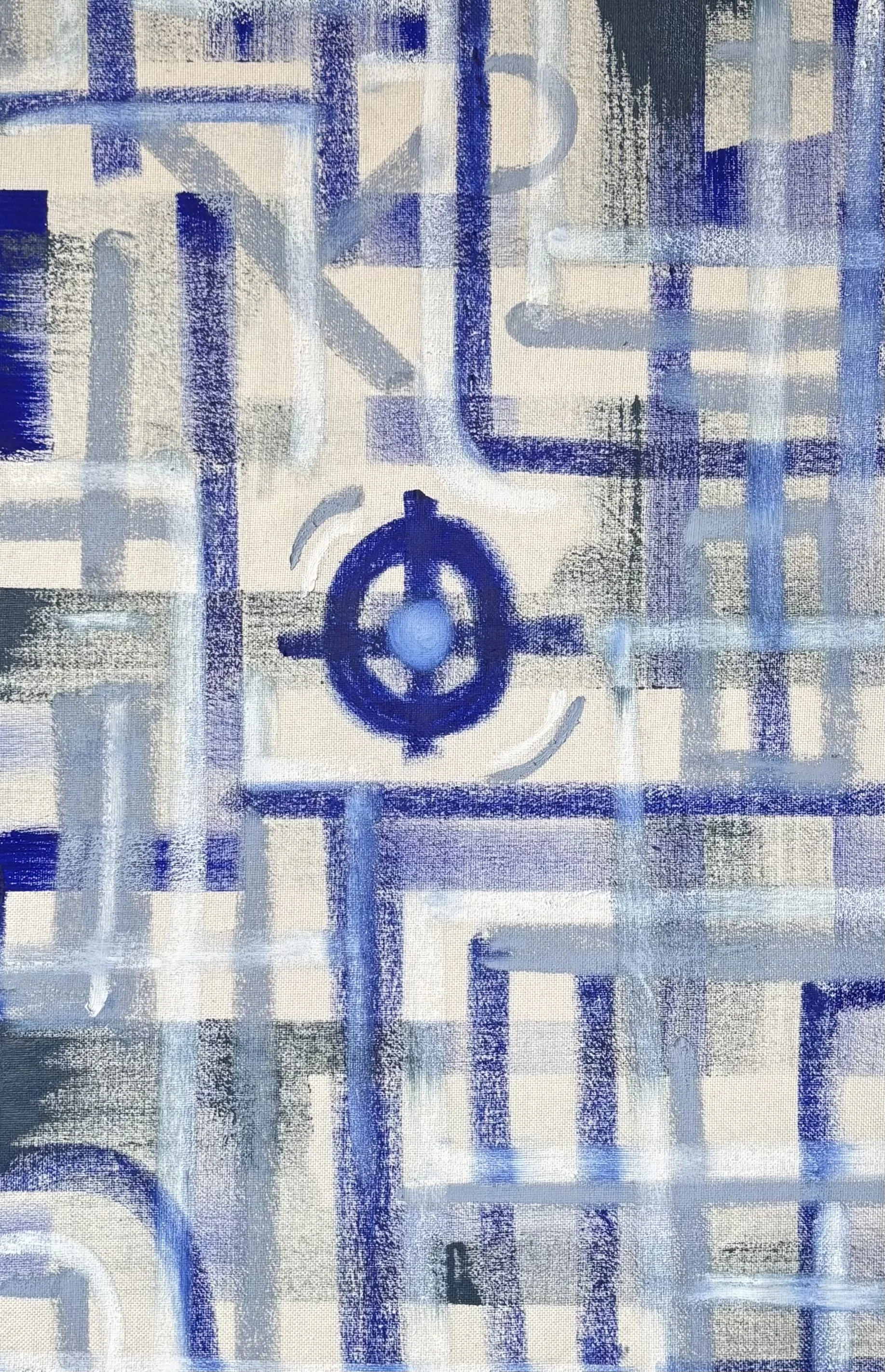 Untitled [19] - oil stick, oil paint and Flashe vinyl paint on raw cotton canvas (55x36cm, 2026)