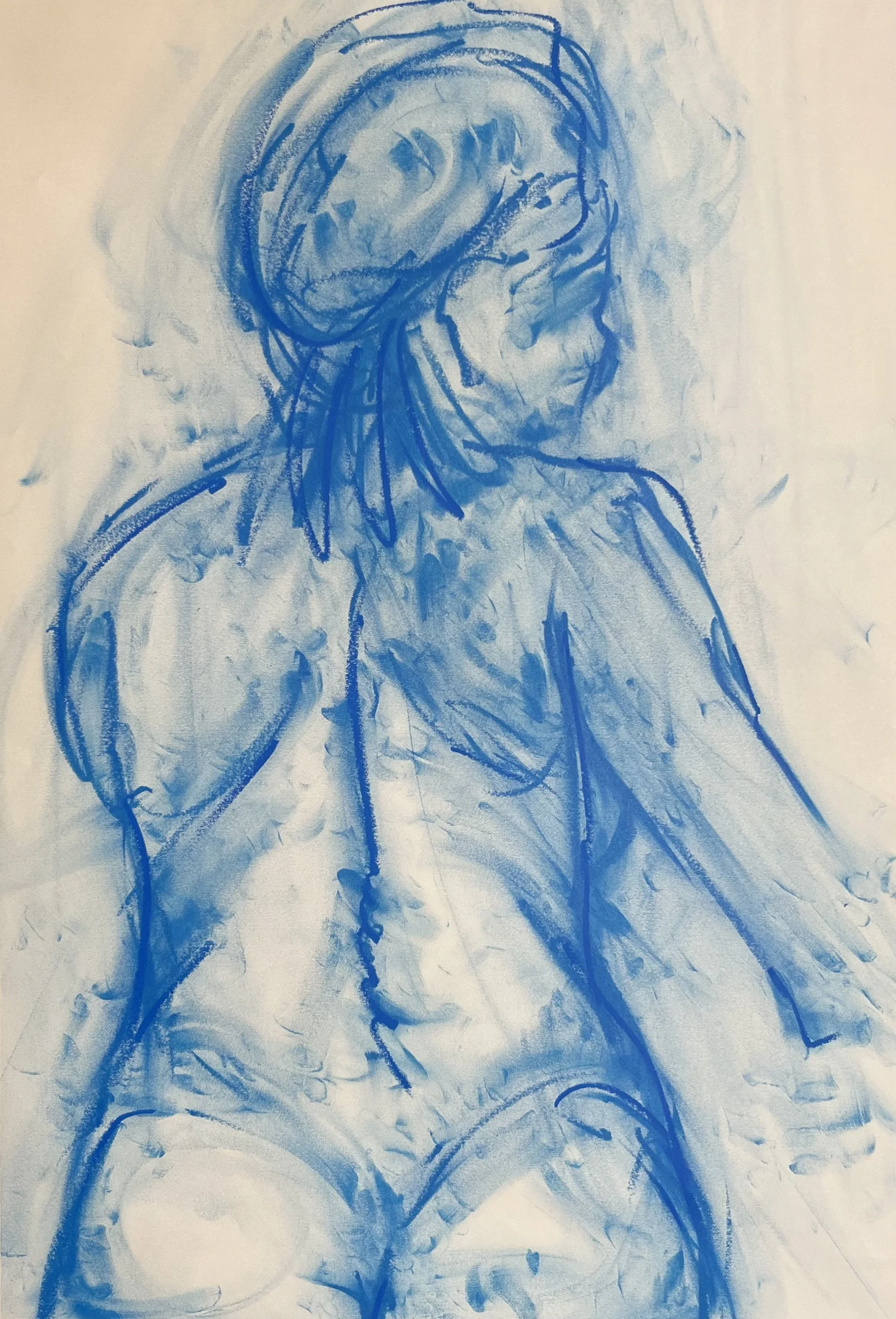 Figure [8] - oil stick on yellow sketching paper (64x43cm, 2025)