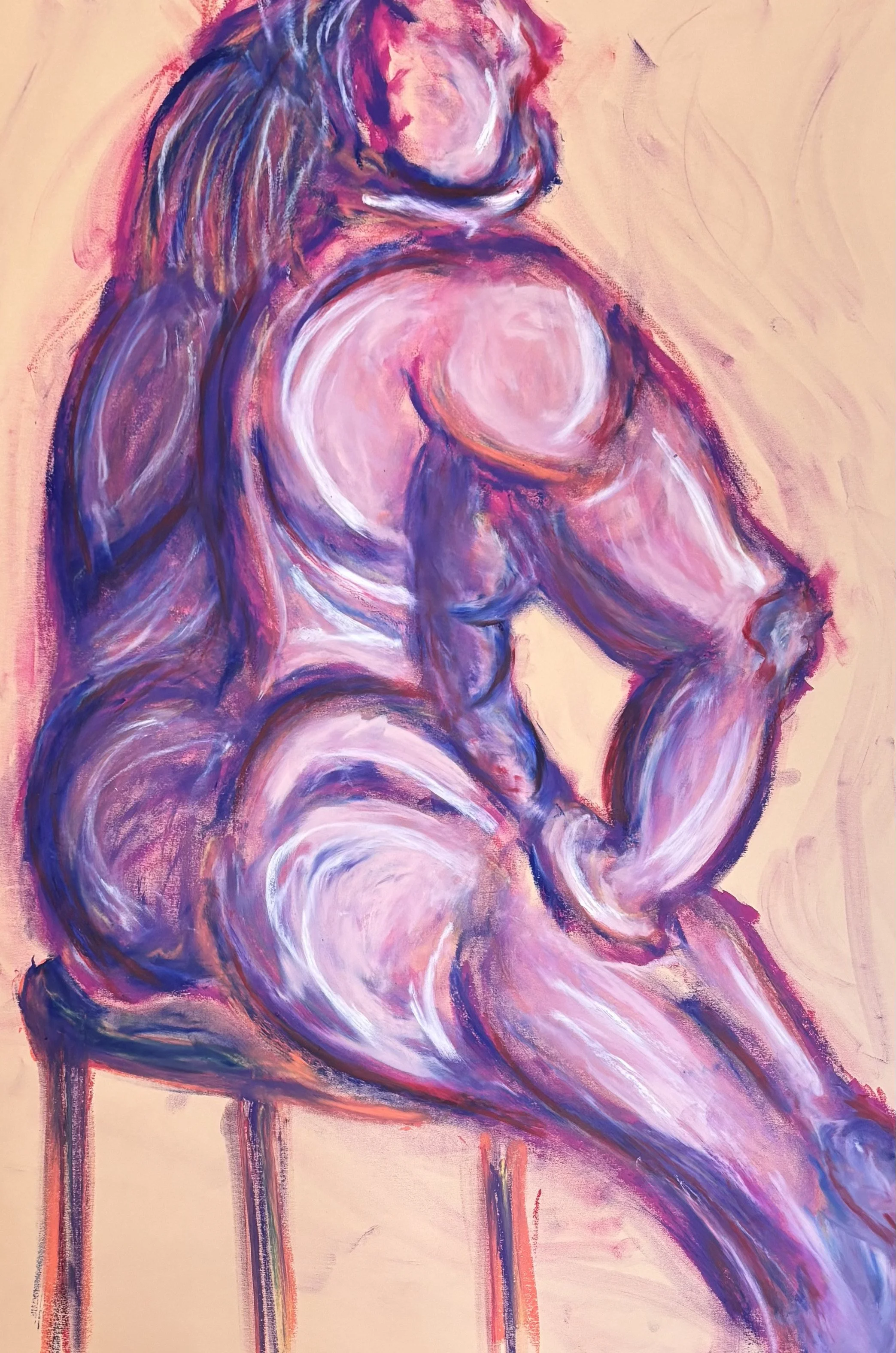 The Guardian - oil stick on yellow sketching paper (65x45cm, 2026)
