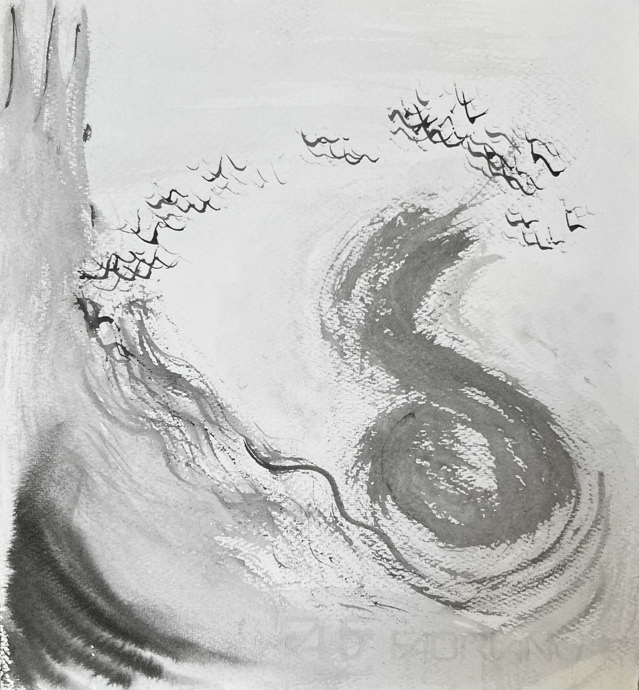 Untitled [8] - Chinese ink on 100% cotton paper (27x25cm, 2025)
