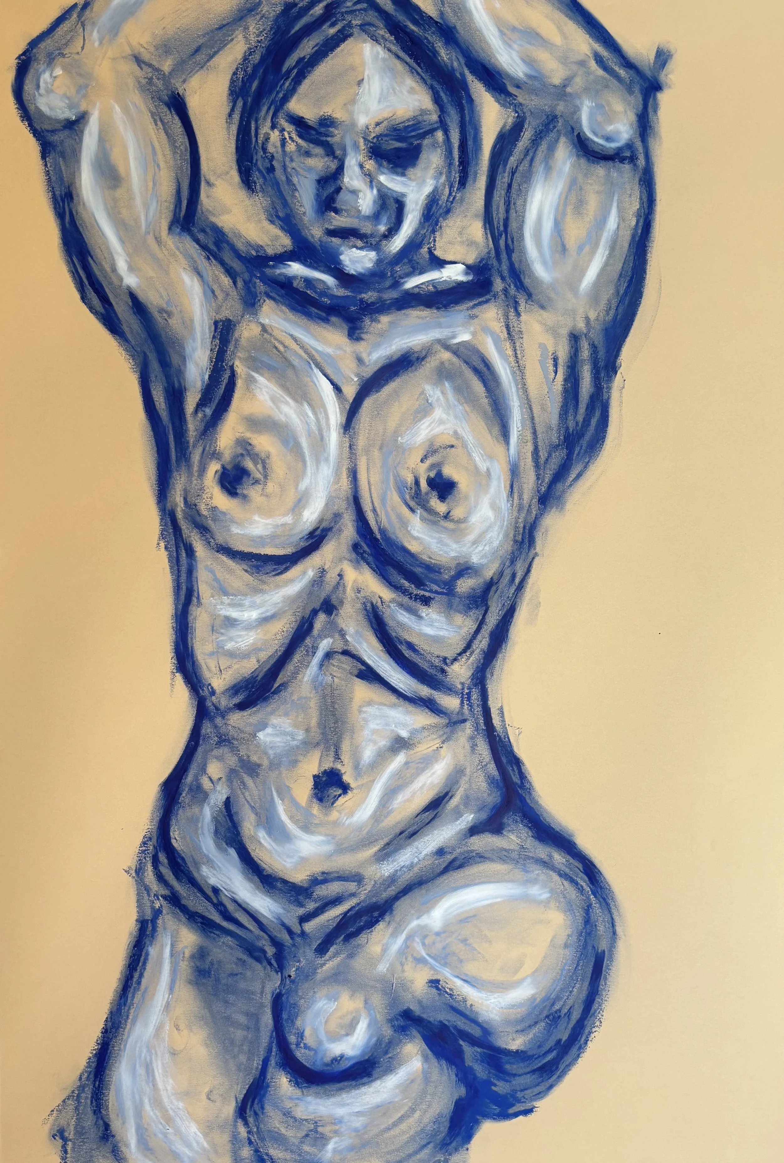 The Warrior - oil stick on yellow sketching paper (65x45cm, 2026)