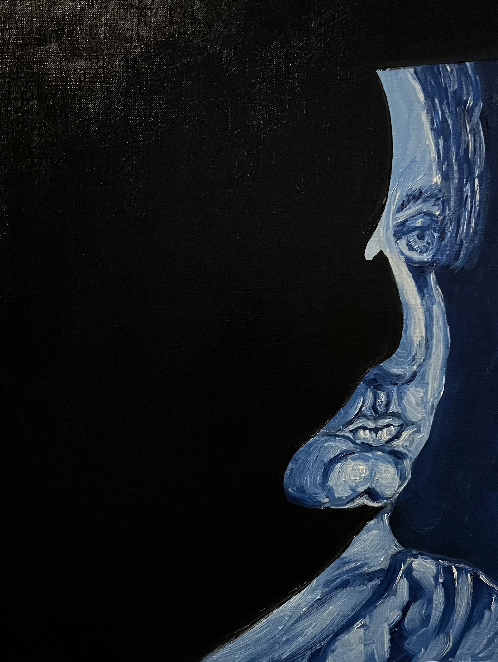 Self-portrait - oil on cotton canvas (45x30cm, 2026).