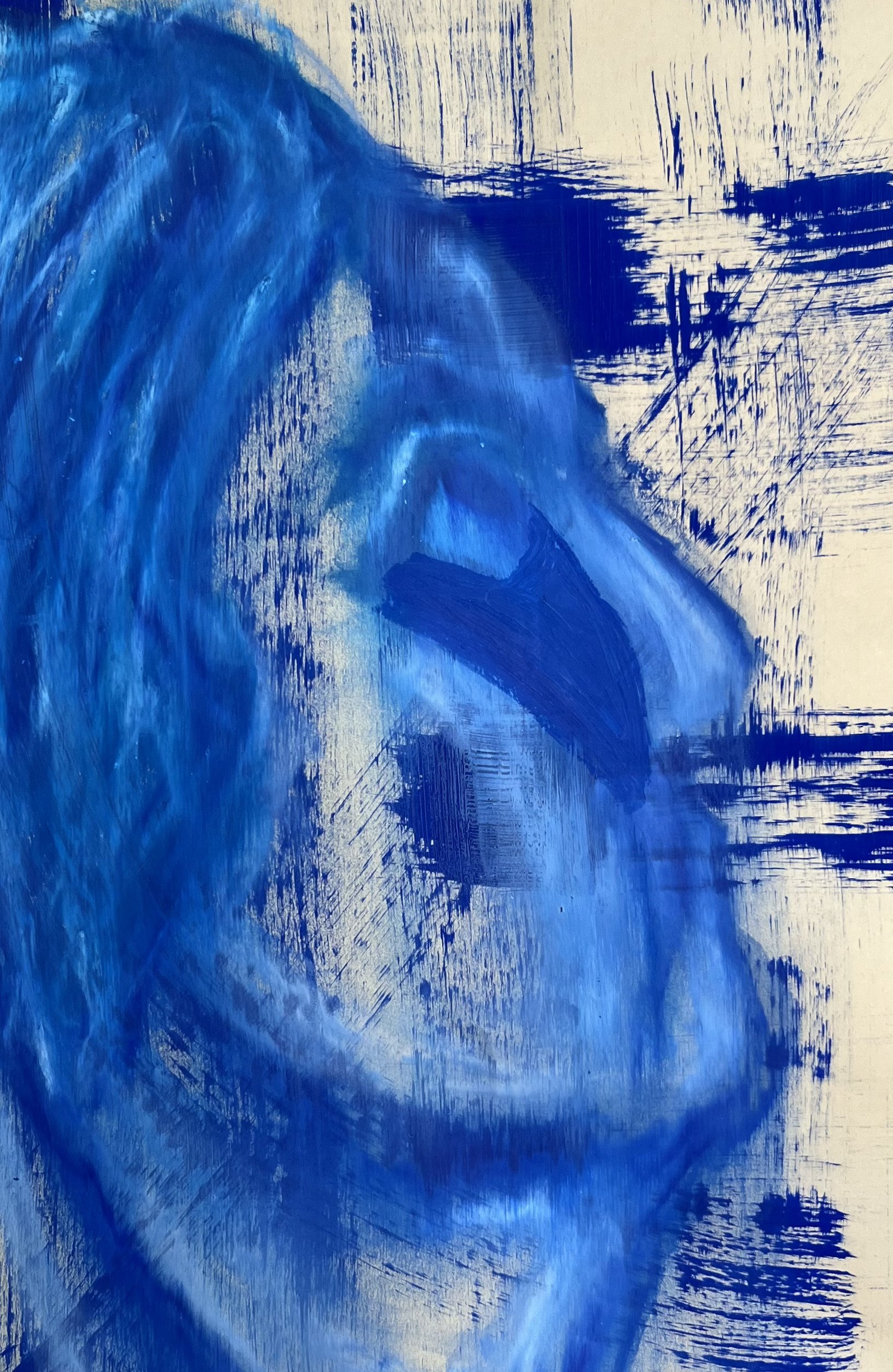 Self-portrait [15] - Flashe vinyl paint and oil stick on yellow sketching paper (45x30cm, 2026)