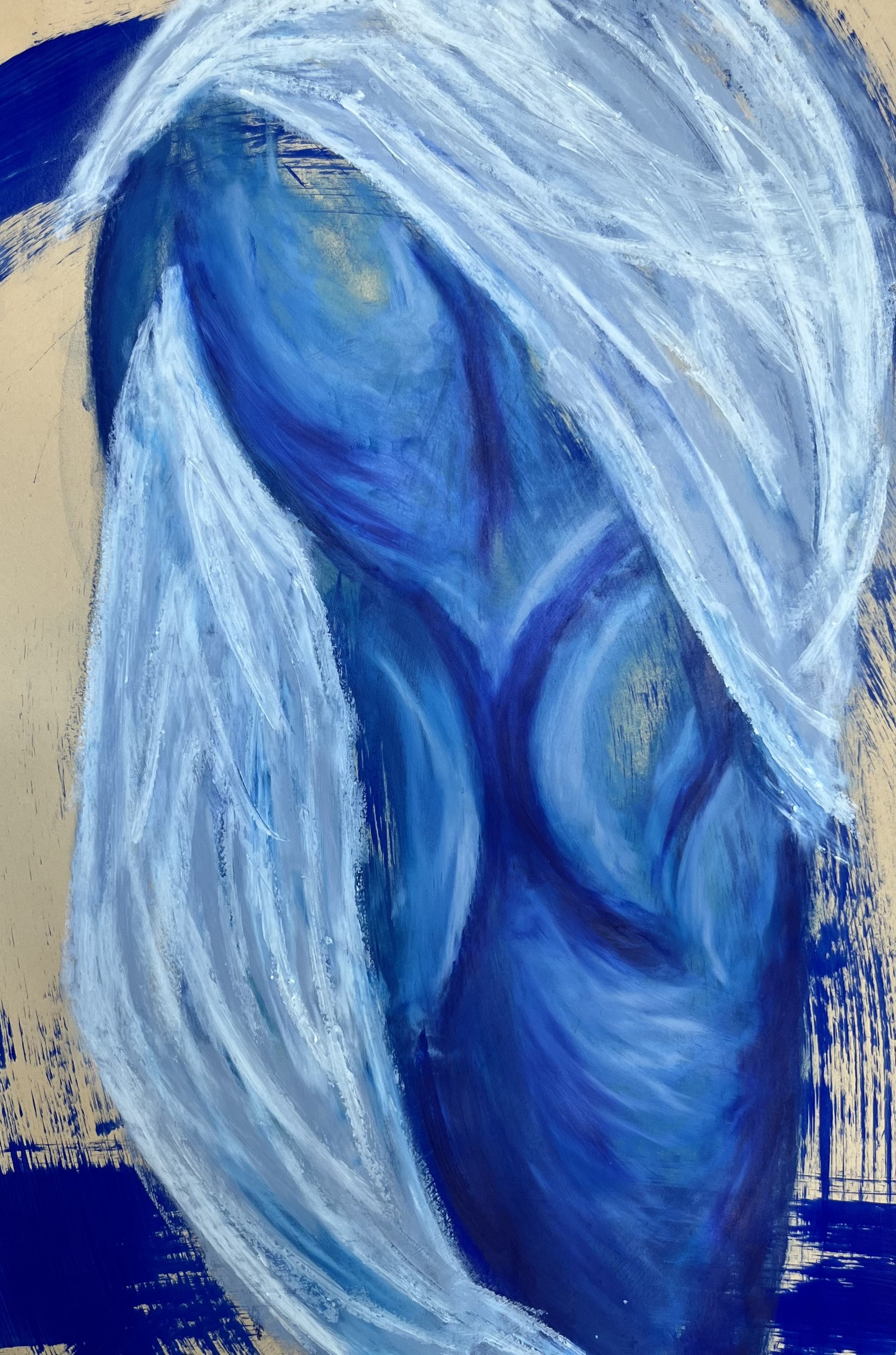 Figure [13] - Flashe vinyl paint and oil stick on yellow sketching paper (45x30cm, 2026)