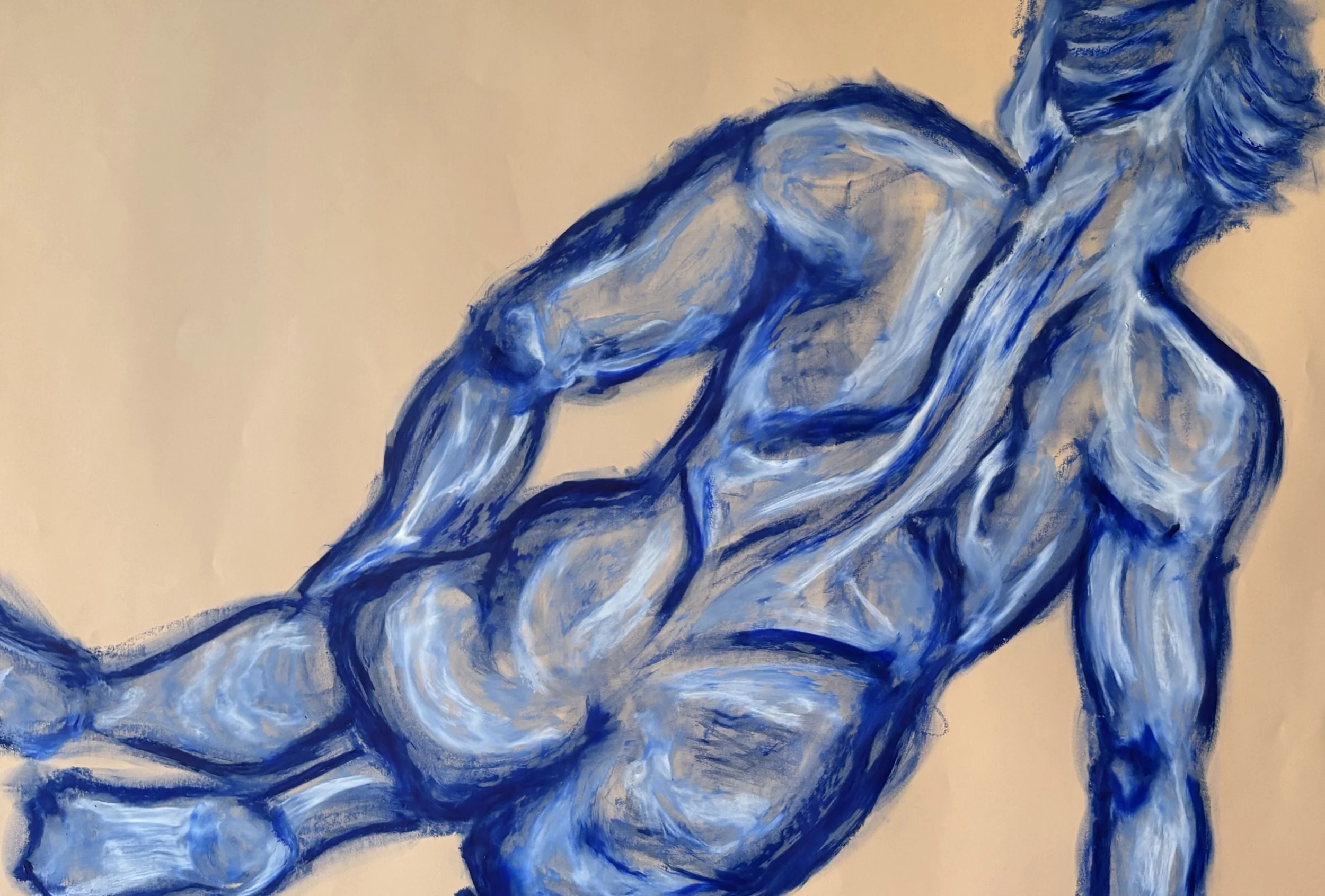 The Water Bearer - oil stick on yellow sketching paper (65x45cm, 2026)