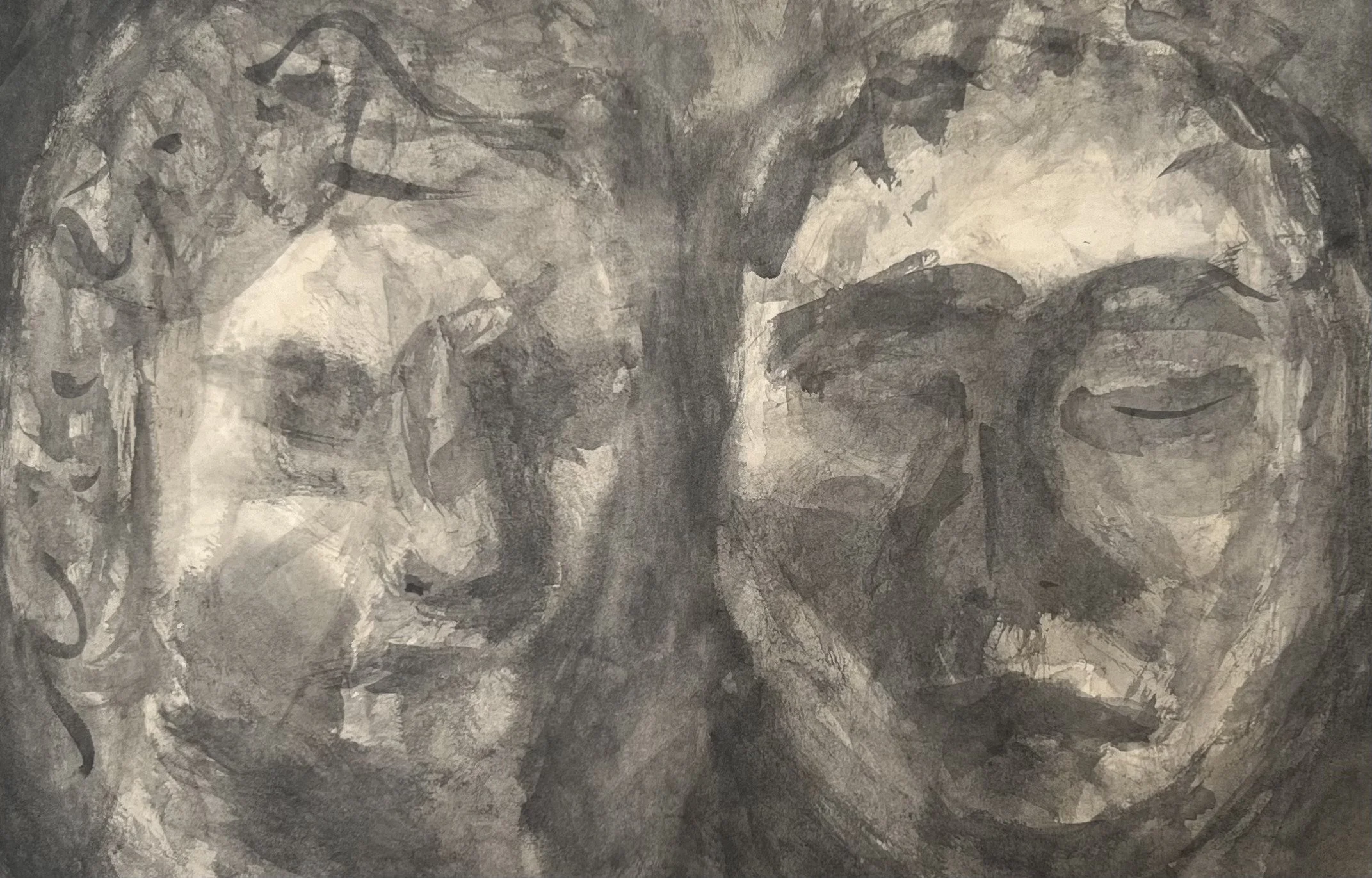 Figures [22] - Chinese ink on yellow sketching paper (18x28cm, 2025)