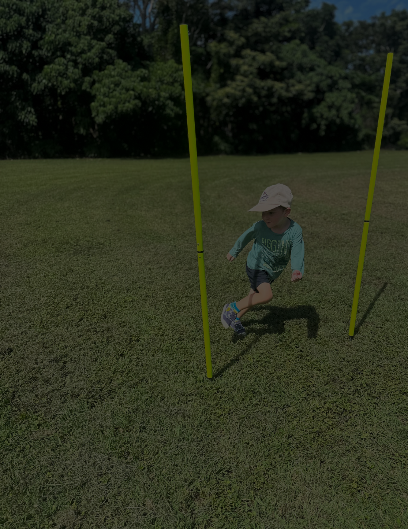 Young child doing agility training drills at Athlete Factory in Cannonvale, Whitsundays improving coordination and movement skills.