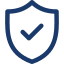 A blue shield icon with a white check mark inside.