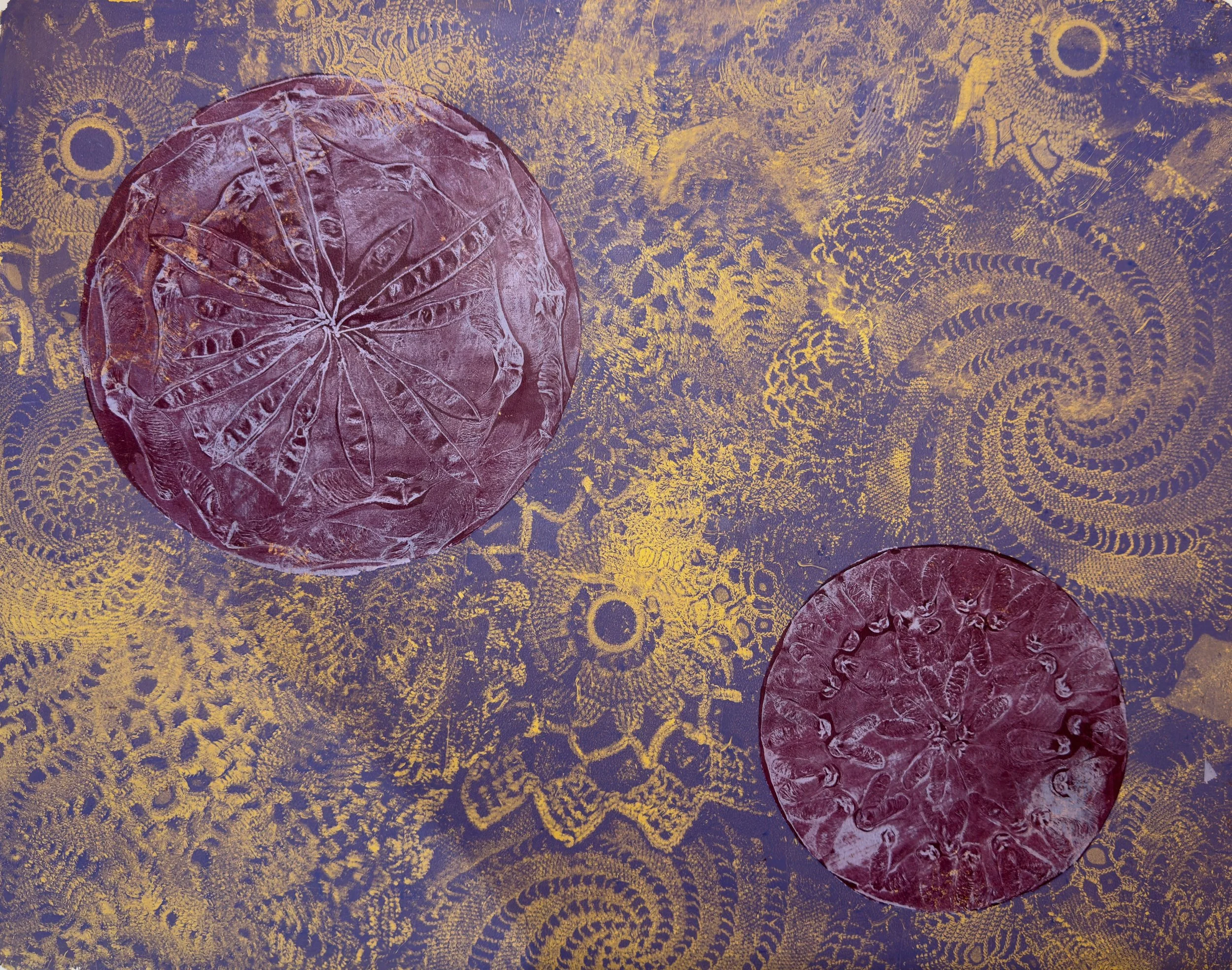 Purple 20"x16" Monoprint - Acrylic on Paper