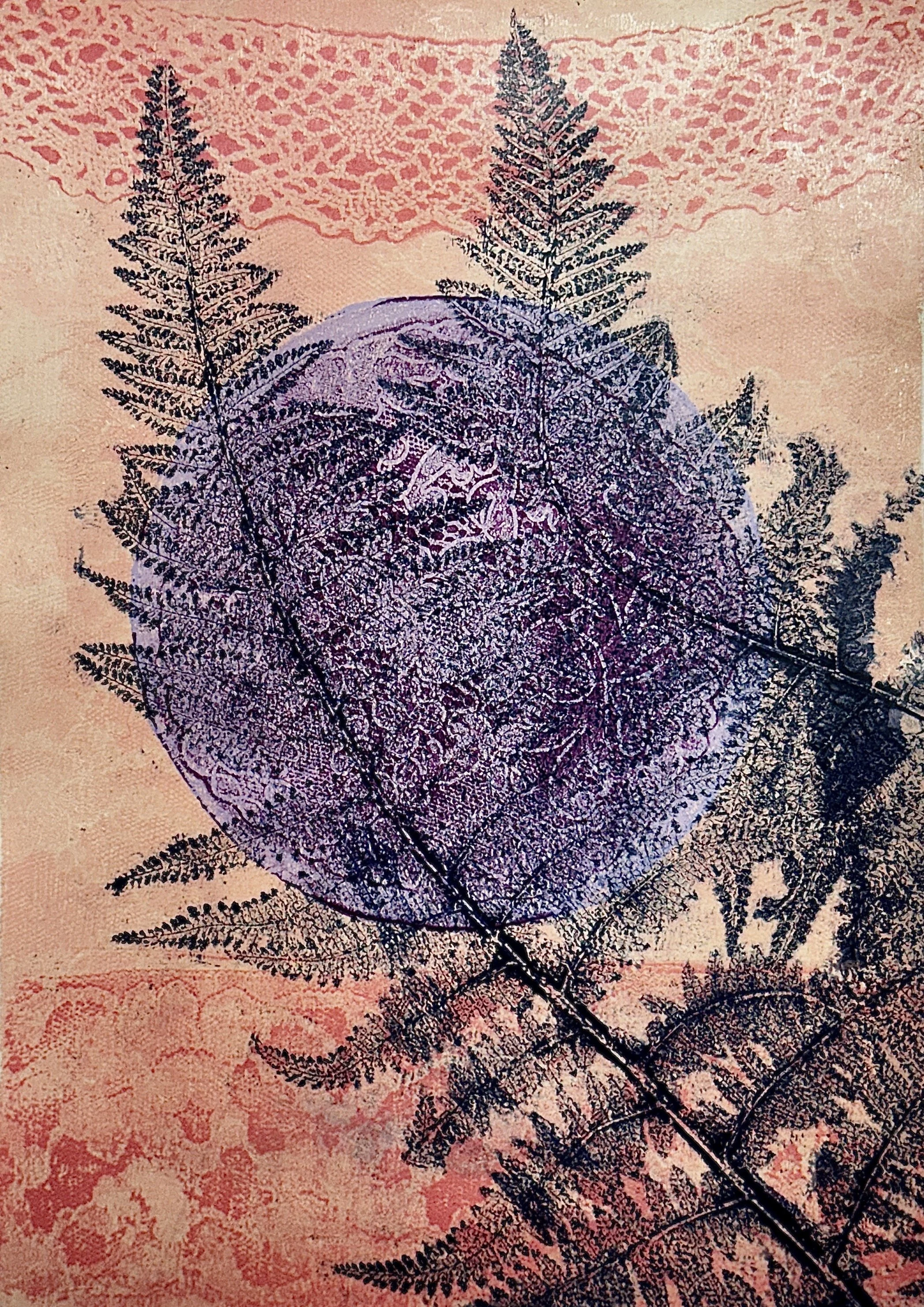 Sunny - 9"x12" Monoprint on 11"x14" paper