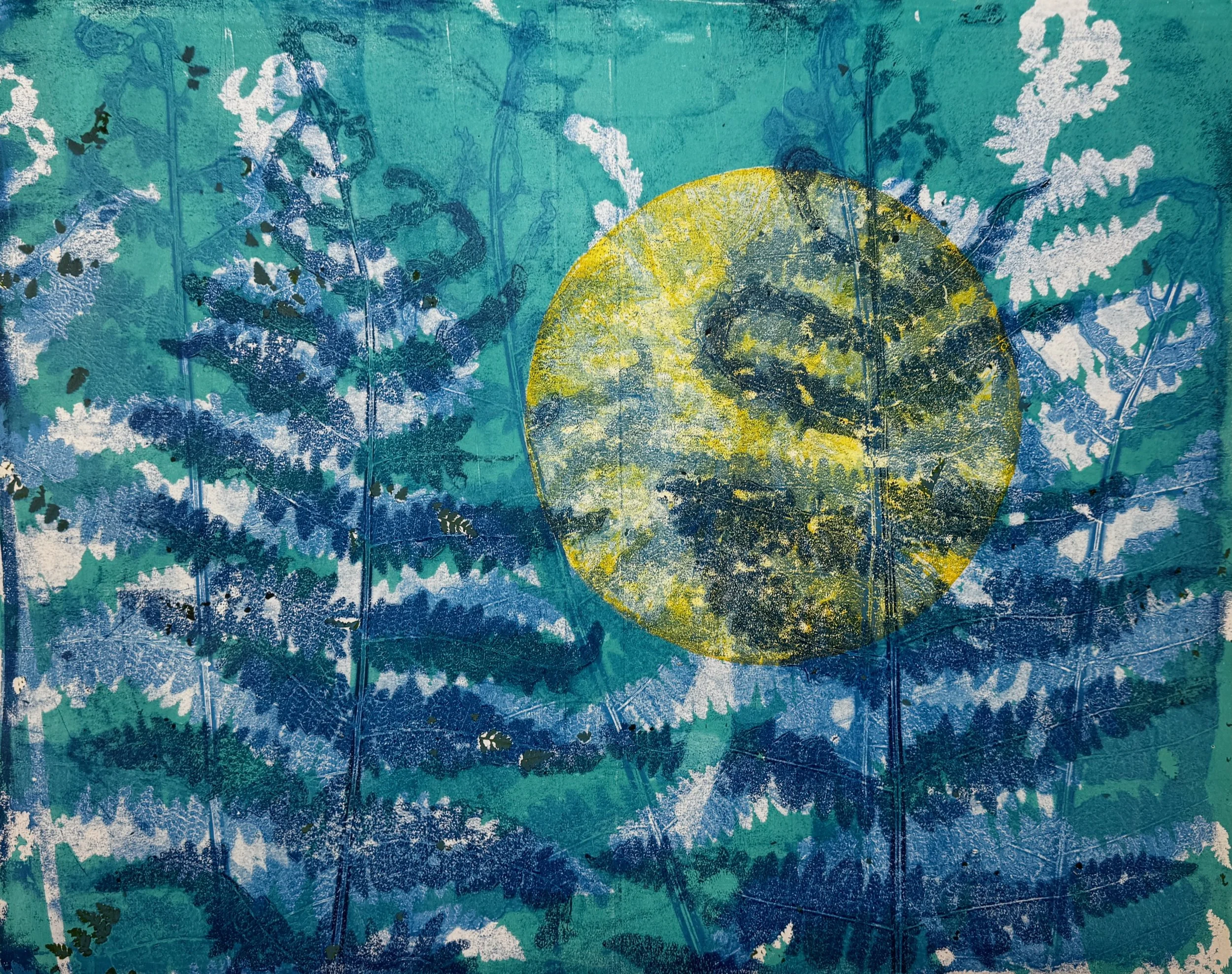 Blue - 20"x16" Monoprint - Acrylic on Paper