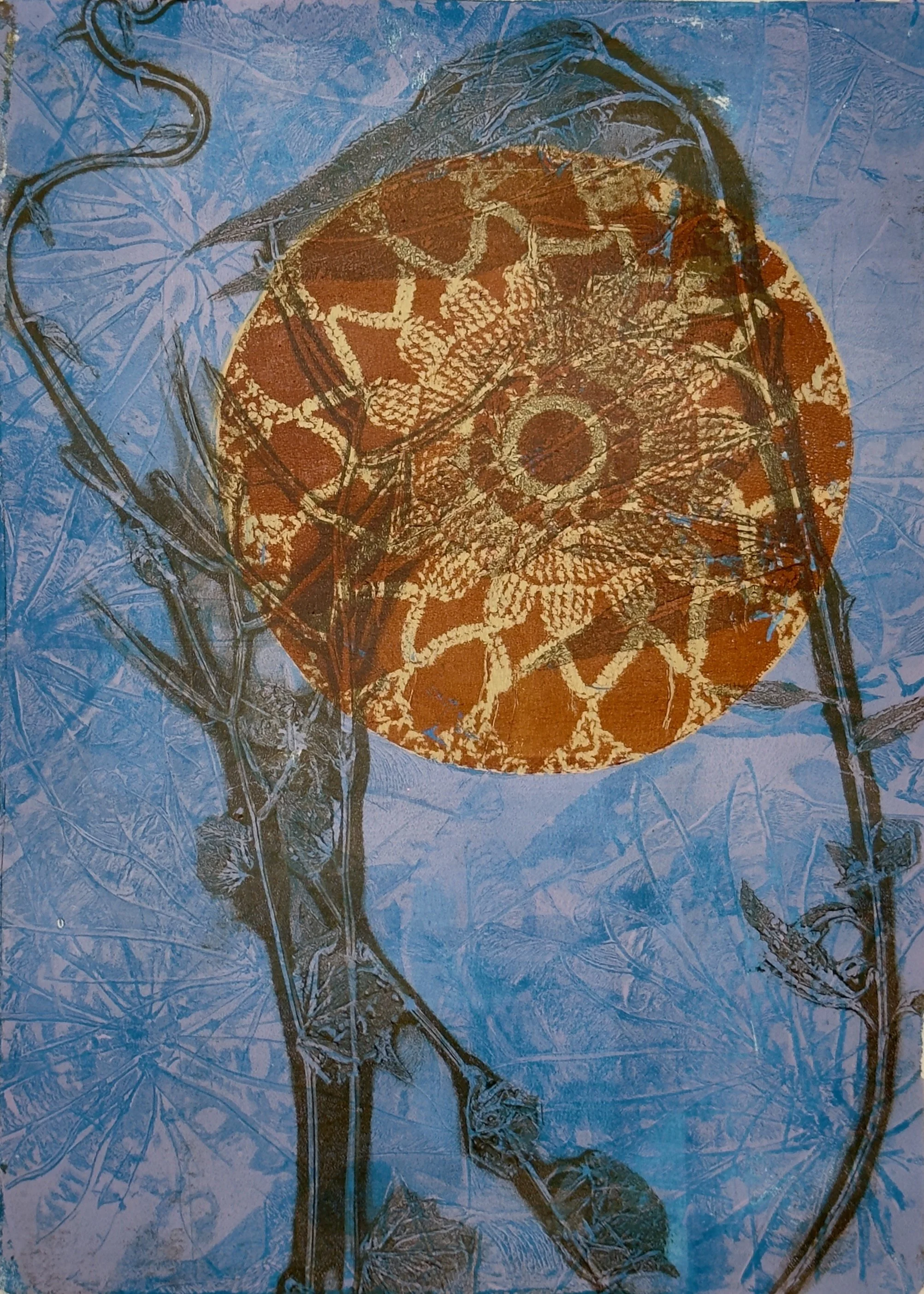 Wind - 9"x12" Monoprint on 11"x14" paper