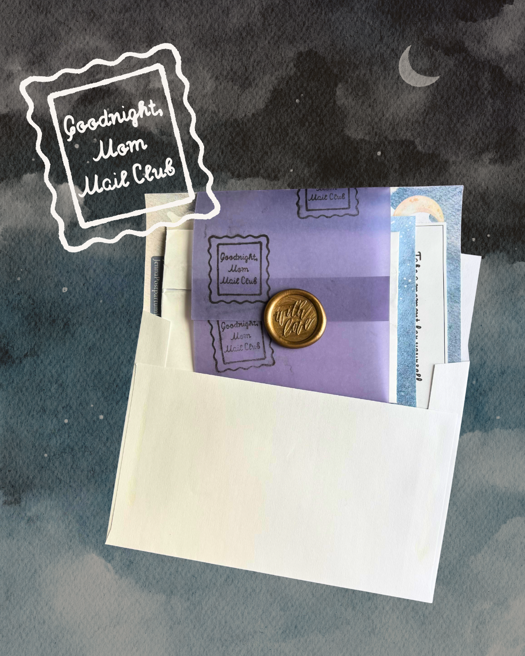 Goodnight, Mom Mail Club crafted by a postpartum doula.