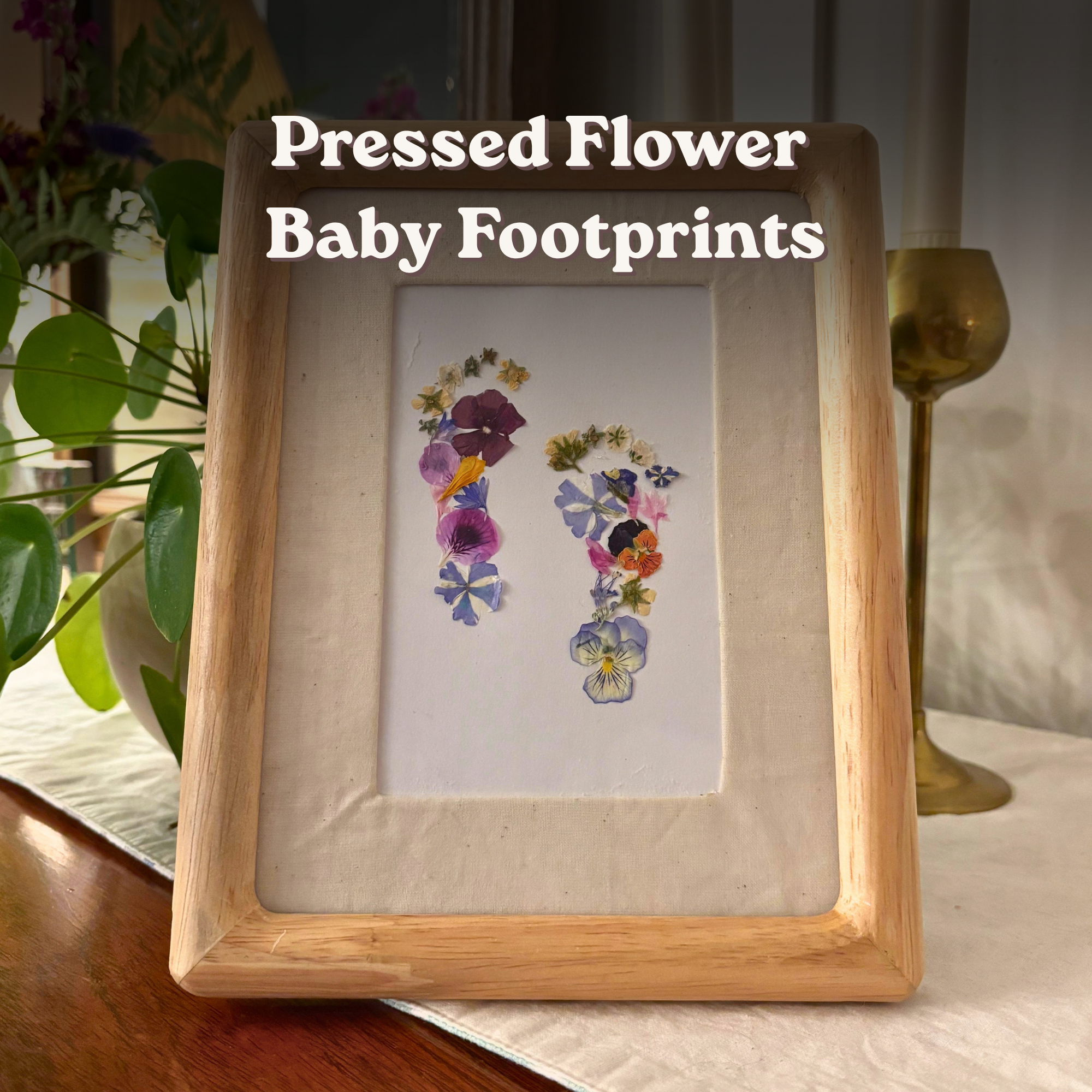 Pressed Flower Baby Footprints