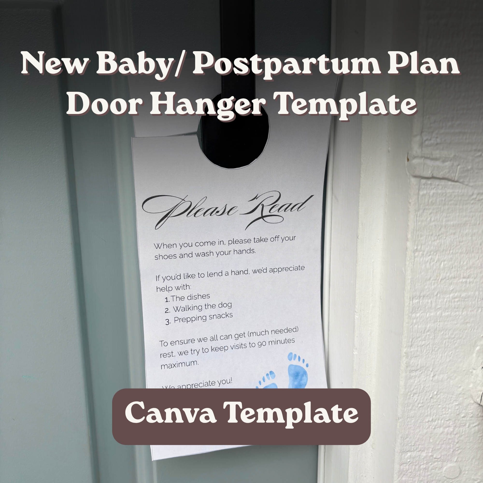 New Baby/ Postpartum Plan Door Hanger Template