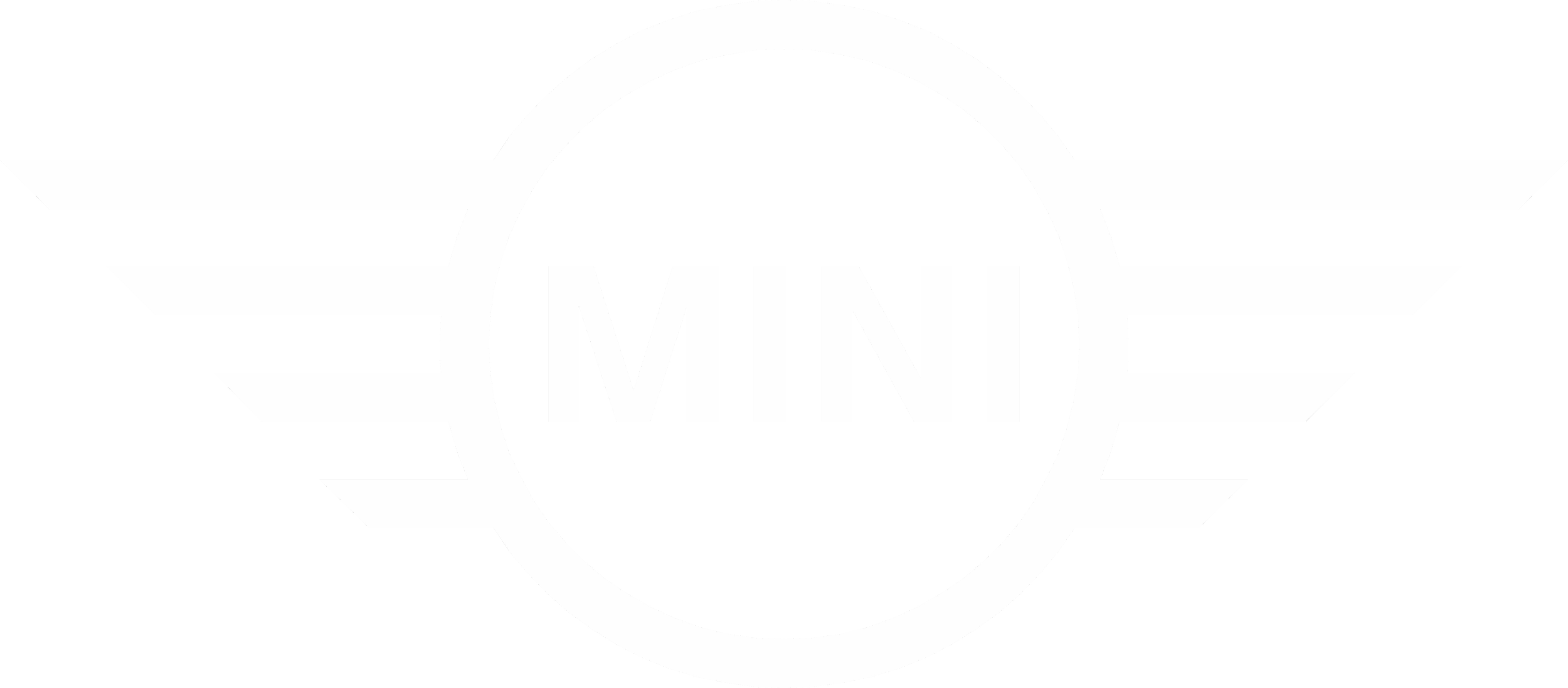 Black and white logo with a circle in the center containing the word 'MINI' and stylized wings extending outward from both sides of the circle.