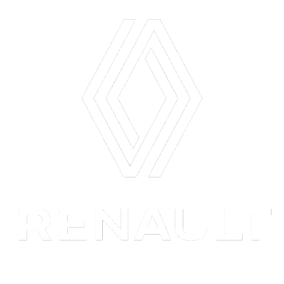 The Renault logo in white on a black background with the word "RENAULT" written below it.