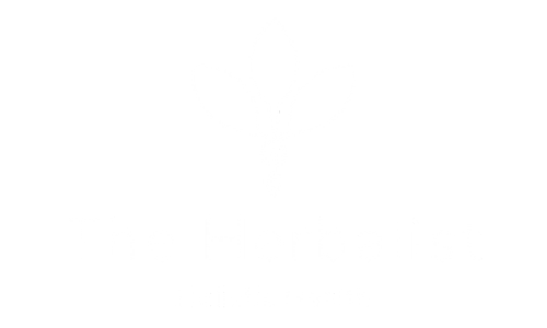 Logo with a stylized herbal plant above the text 'The Herbalist Holistic Health' in white on a black background.