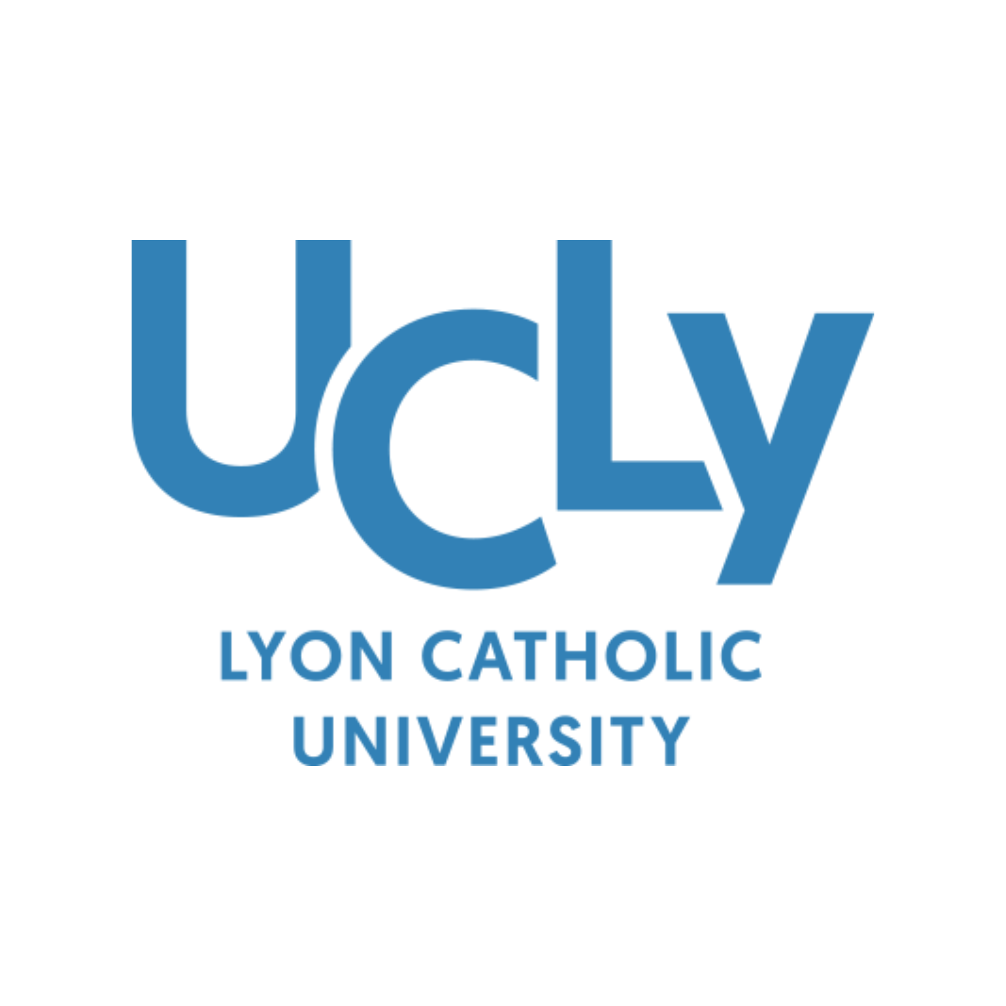 Logo de l'université catholique de Lyon, avec les mots "UCLy" en grands caractères bleus et "LYON CATHOLIC UNIVERSITY" en dessous.