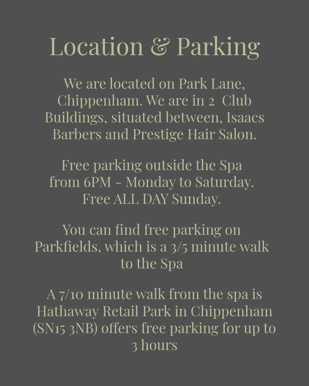 Location, Parking, What to bring &amp; Our Cancellation policy. 

Drift &amp; Ember