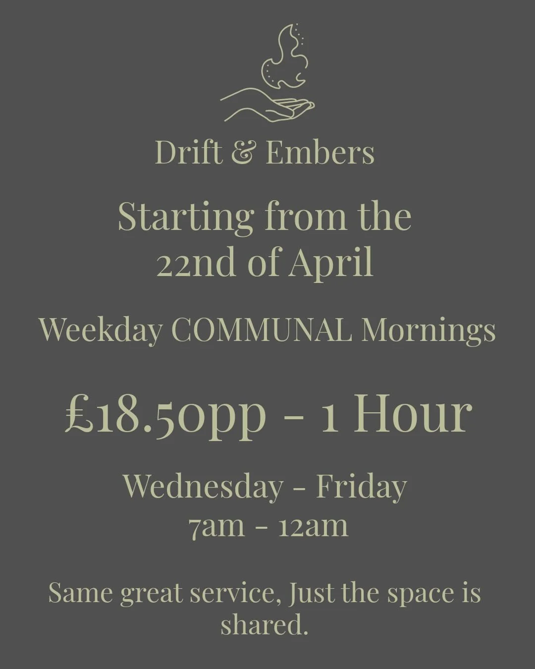 Communal mornings at Drift &amp; Embers ✨

Bring community back to what it&rsquo;s meant to be. Connection, presence, and real conversation. A space where souls meet, stories are shared, and we gently reconnect with ourselves and each other.

Our Com