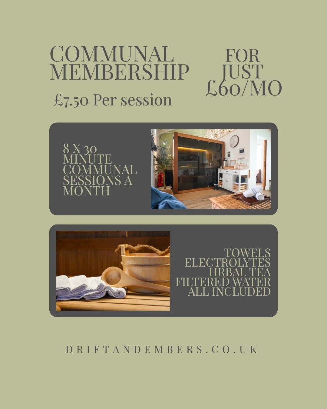✨🍃&pound;60 Communal Membership✨🍃

Prioritise your wellbeing, even with a busy schedule. 

Our Communal Membership offers the flexibility to fit wellness into your routine! 

Whether you&rsquo;re popping in for a quick reset or taking time to fully