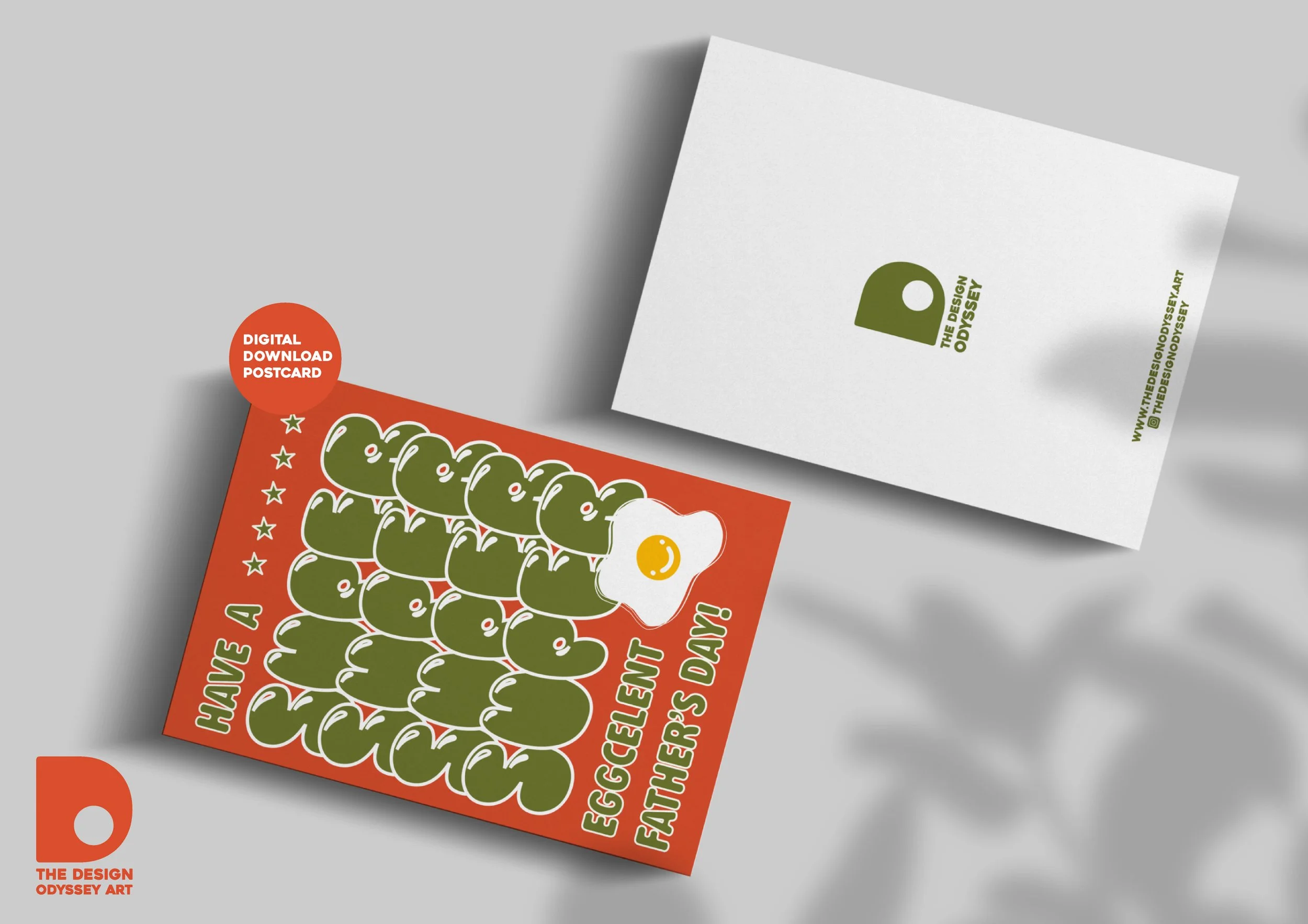 Green orange Happy Father's Day Greeting Card made by The Design Odyssey Art on Etsy