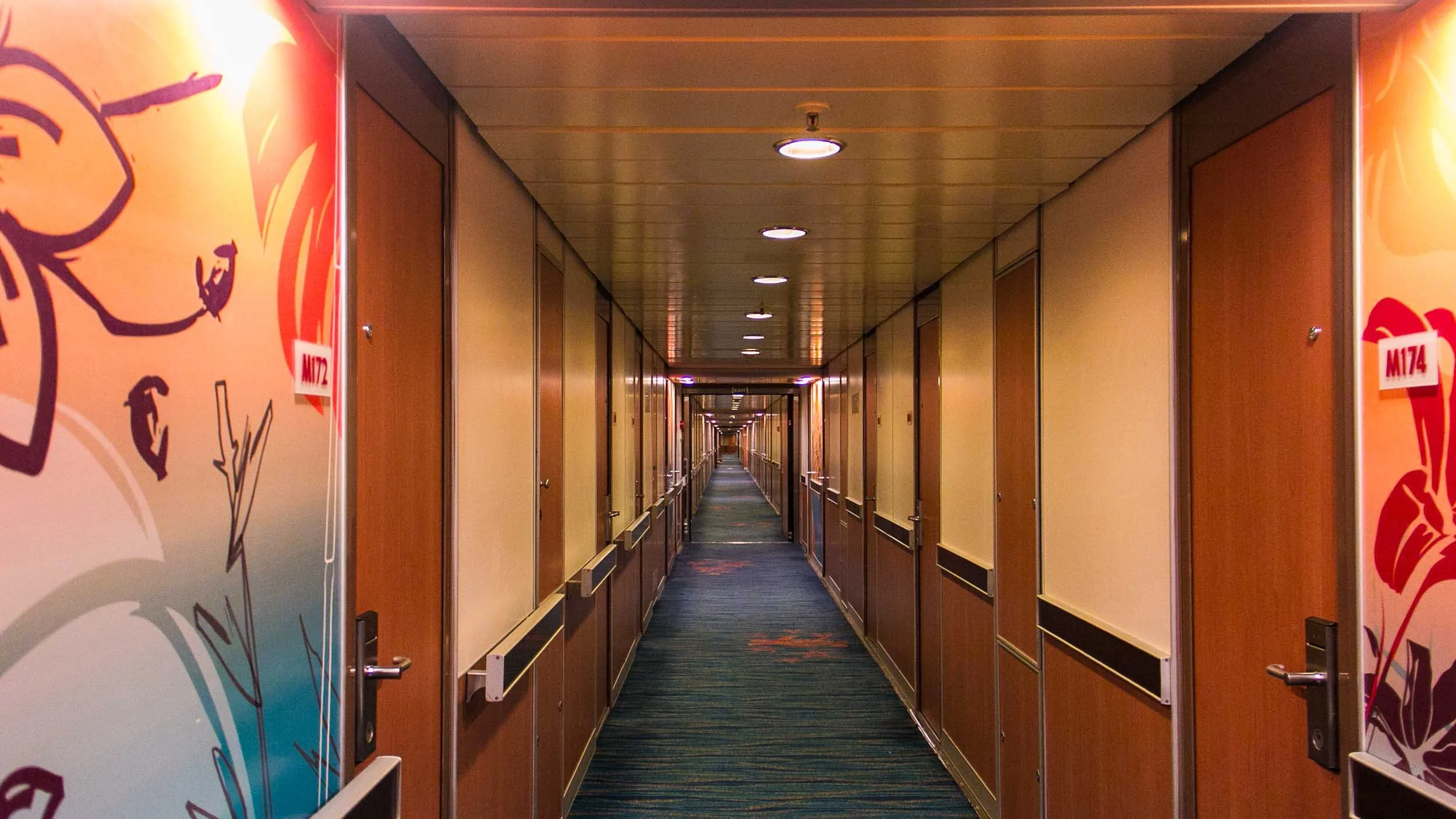 The hallway to our stateroom on the Carnival Fascination.