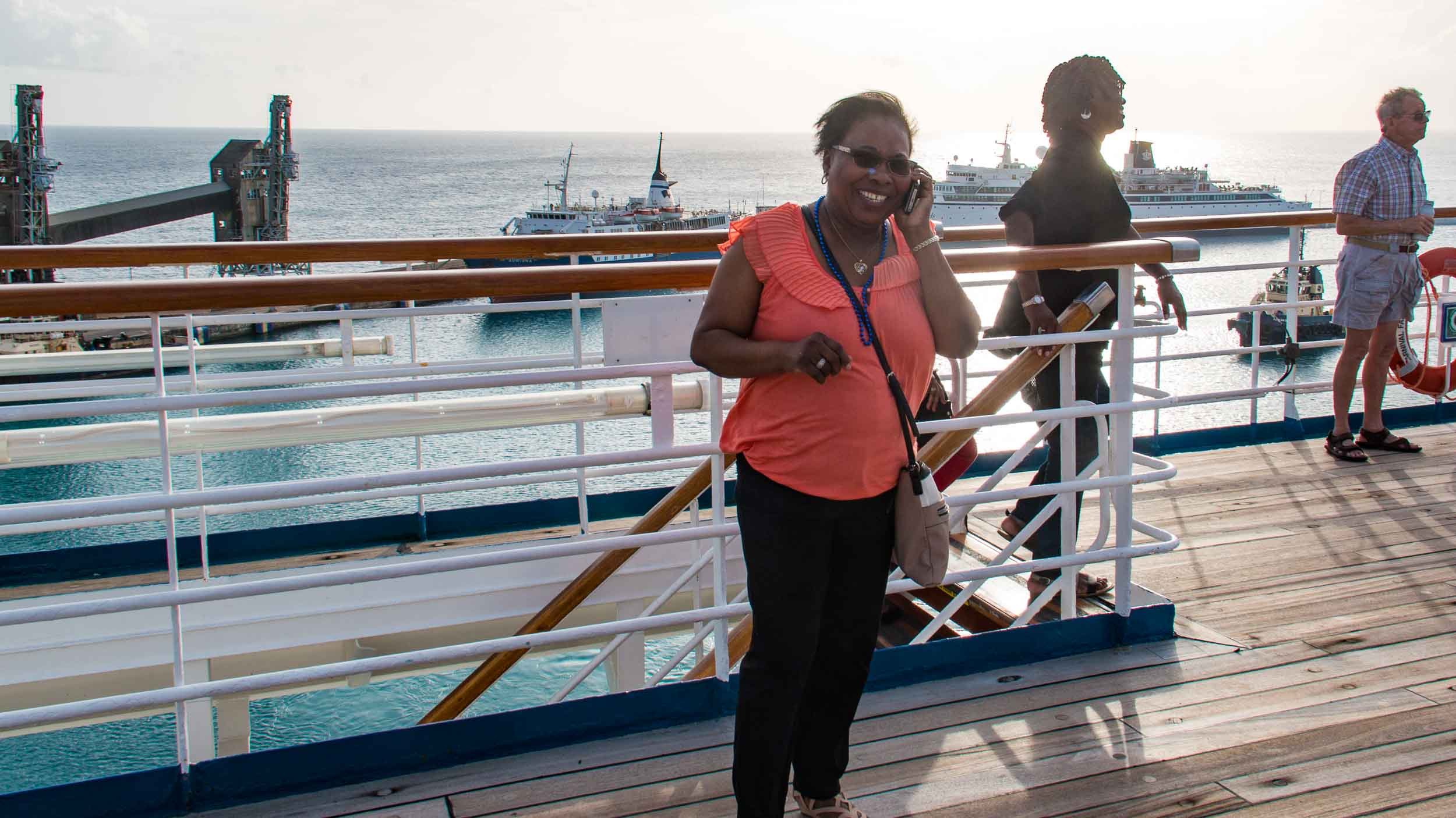 Last minute check-in with friends before the sail-away. May 3, 2017