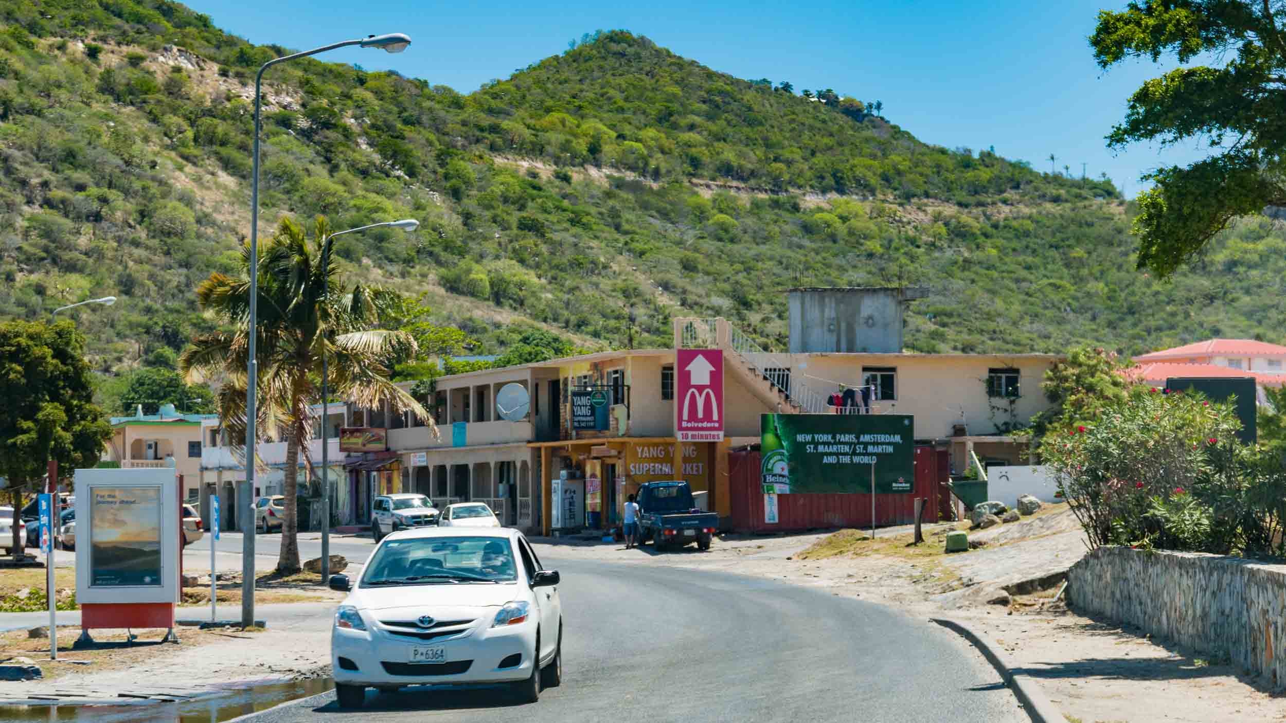 This is the Dutch quarter, or southern side of the country of Sint Maarten/Saint-Martin. Sint Maarten is Dutch and Saint-Martin is French. There is an open border between the two sides. May 6, 2017.