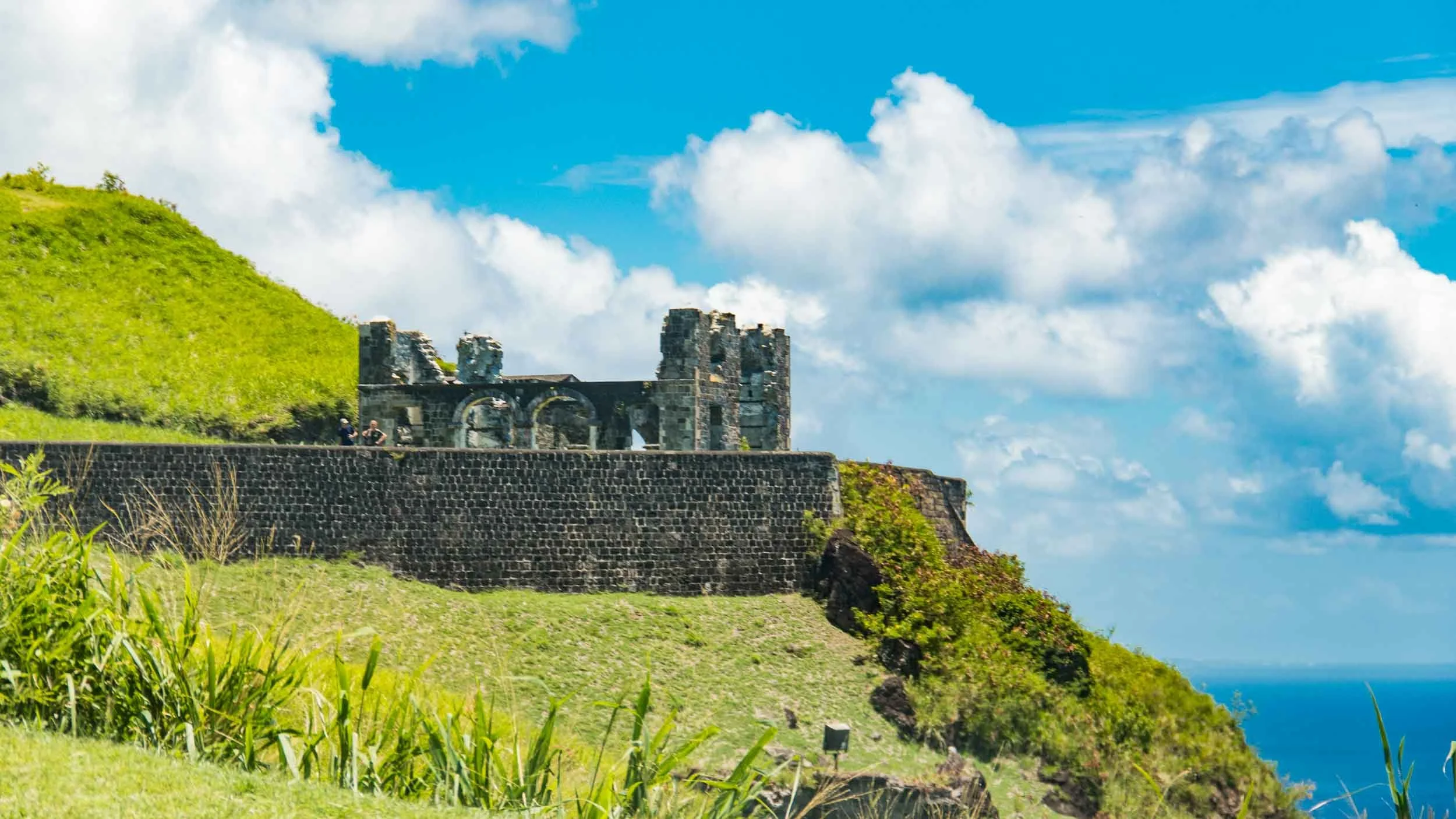 Brimstone Hill Fortress National Park in the northwest coast of St. Kitts near Sandy Point, approximately 800 feet above sea level. It took one hundred years to build starting in 1690. In the photo is the Artillery Officers' Barracks. May 5, 2017.