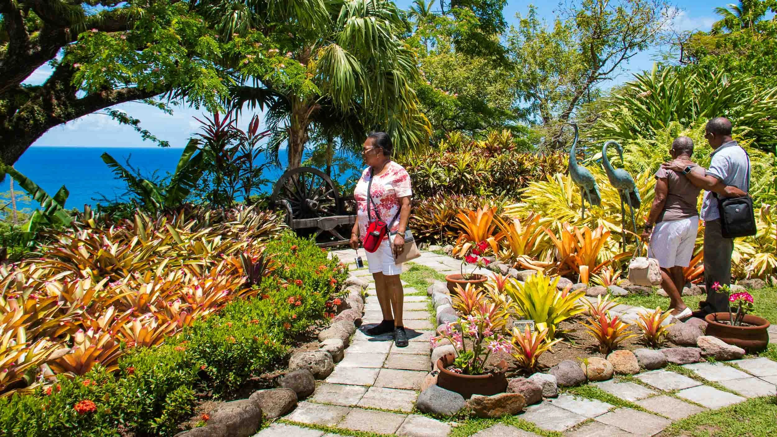 The gardens at Caribelle Batik workshop, on the Romney Manor, St. Kitts. May 5, 2017.