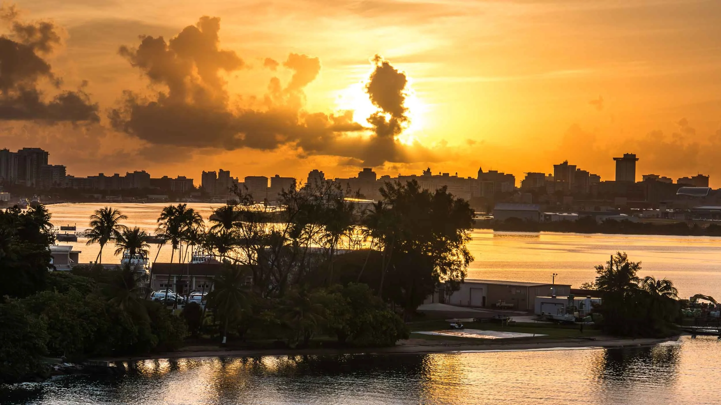 The Golden Glow of San Juan Bay, Puerto Rico.