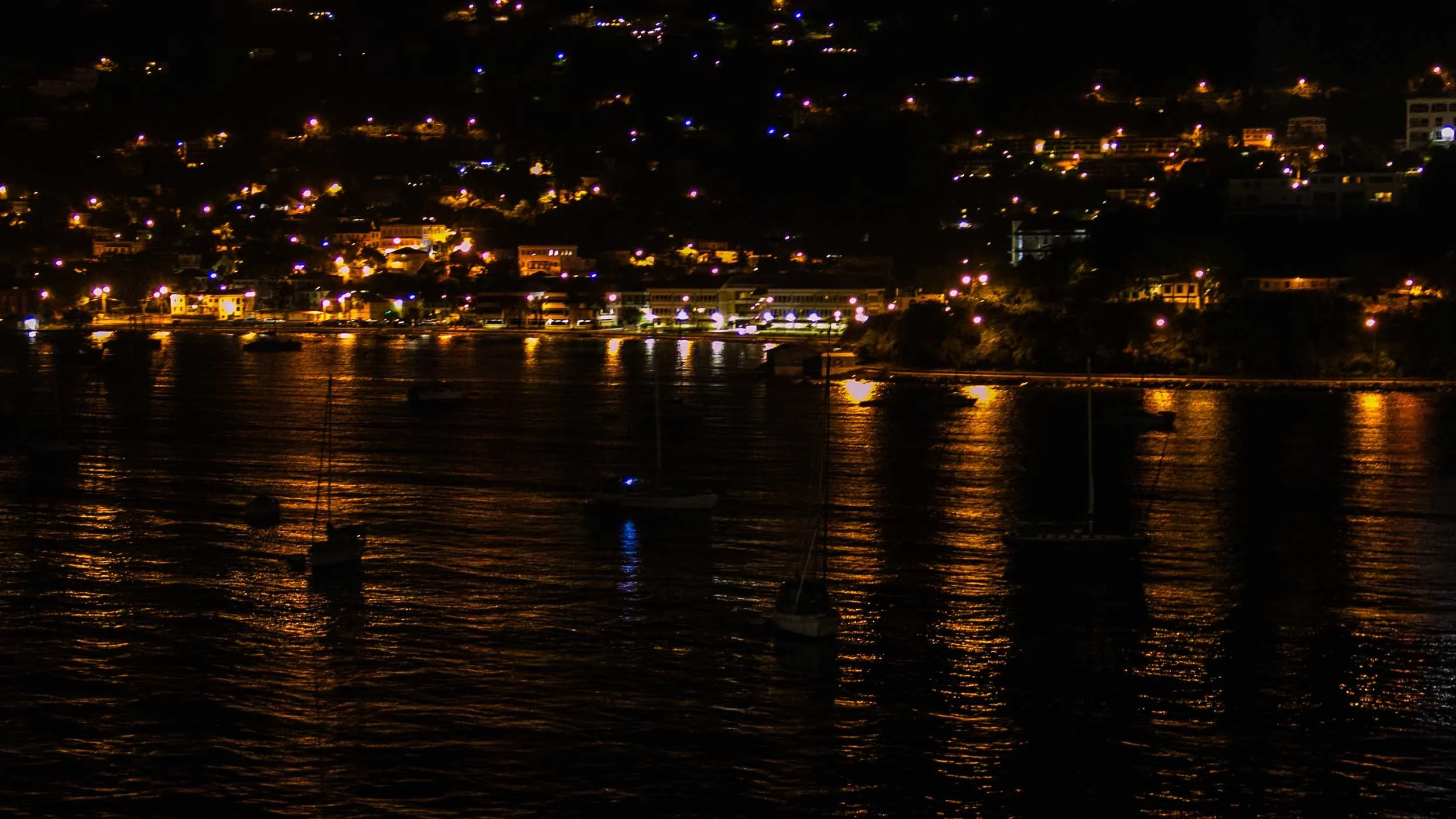 Nightlights in the port of Charlotte Amalie, U.S. Virgin Islands (USVI) and the surrounding city - #2