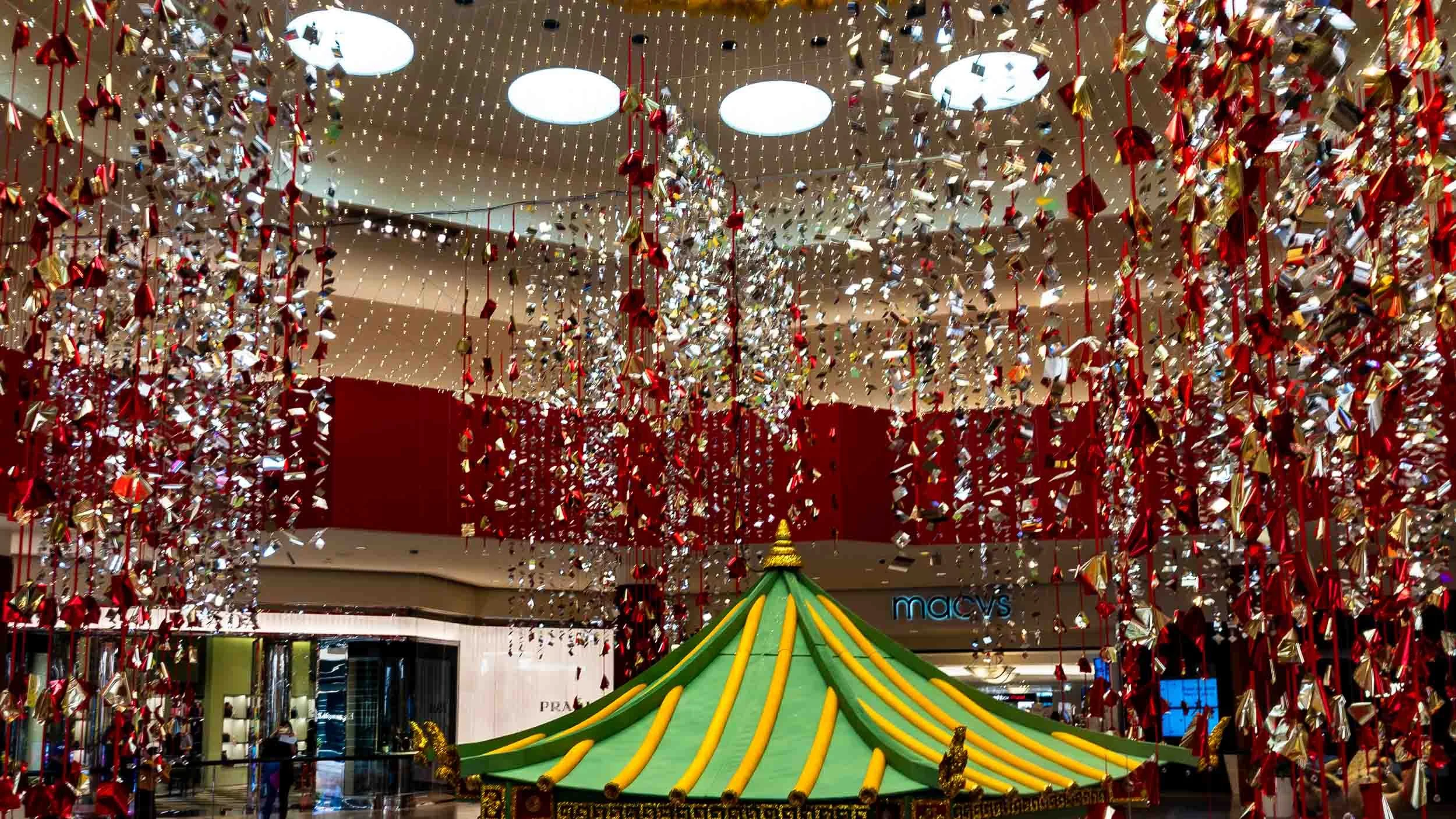 February 22, 2019: These are decorations in South Coast Plaza Mall for Chinese New Year