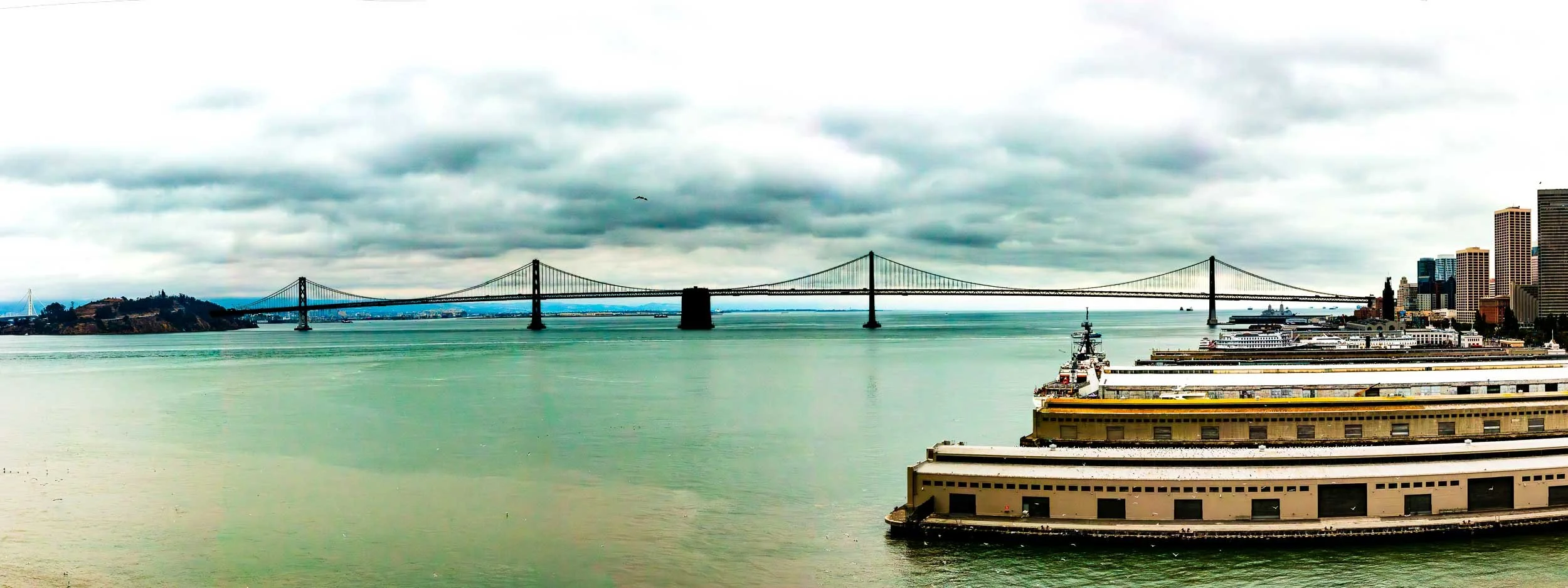 Pano of the San Francisco - Oakland Bay Bridge.