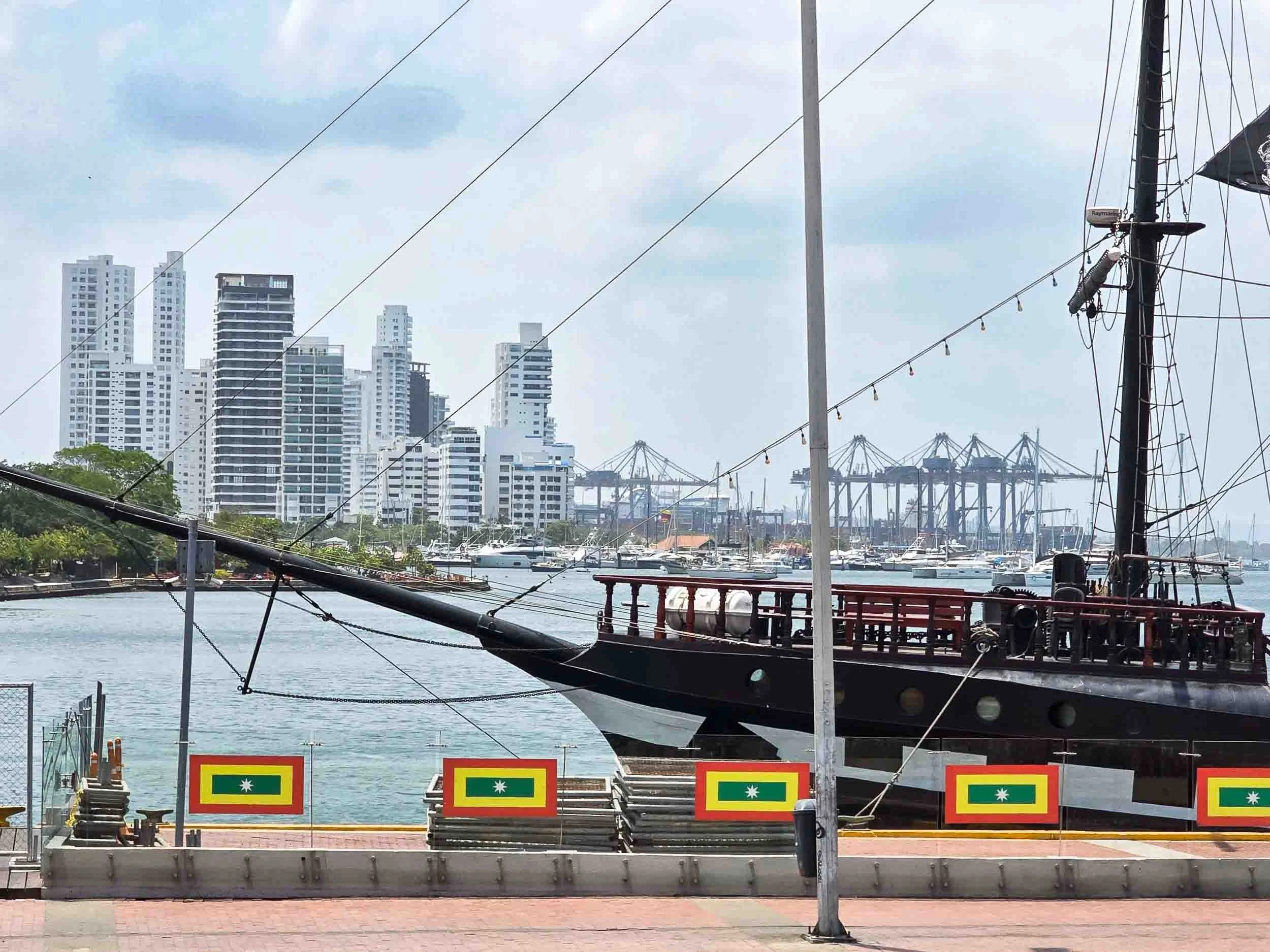 A view across the Cartagena harbor from the old City to the New City. [kj]