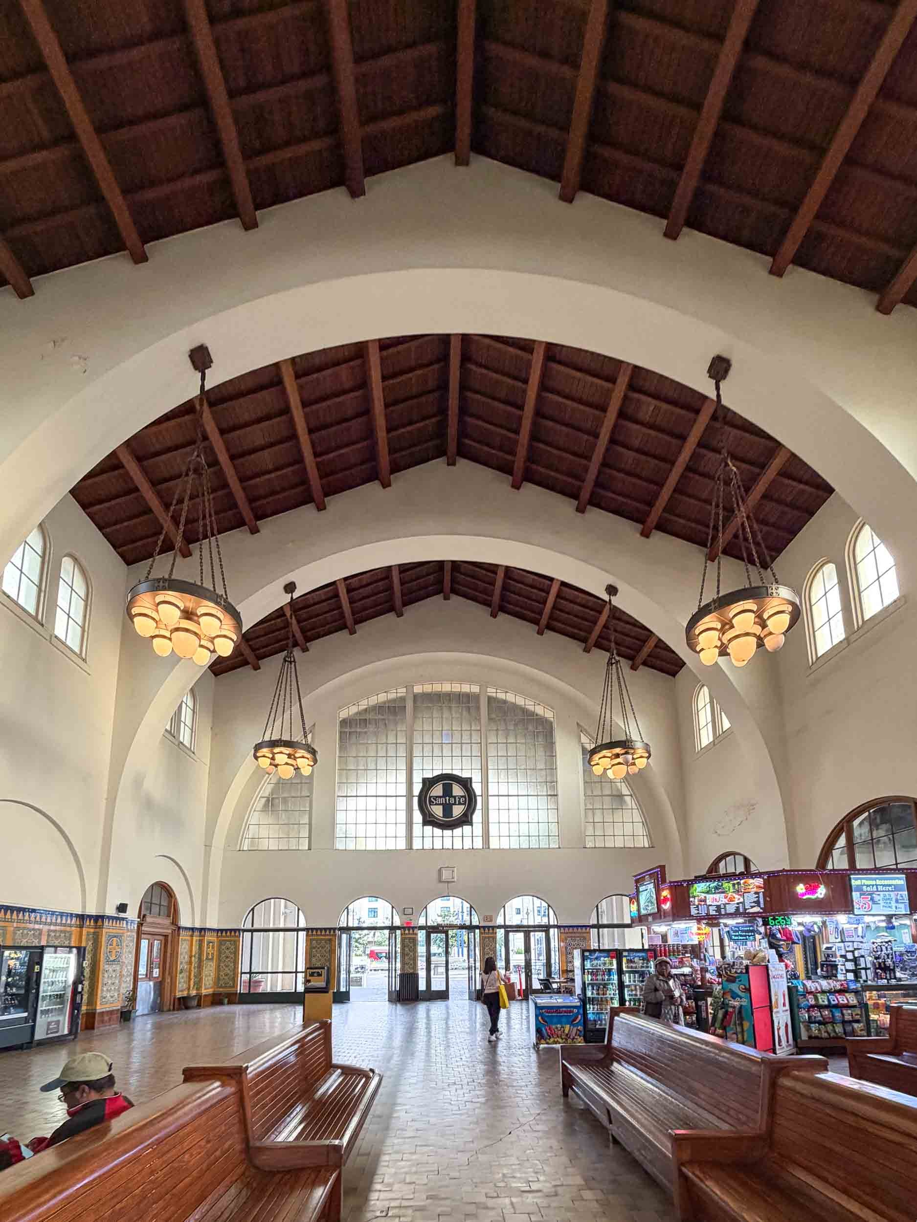 This is a look inside the Santa Fe train station.
